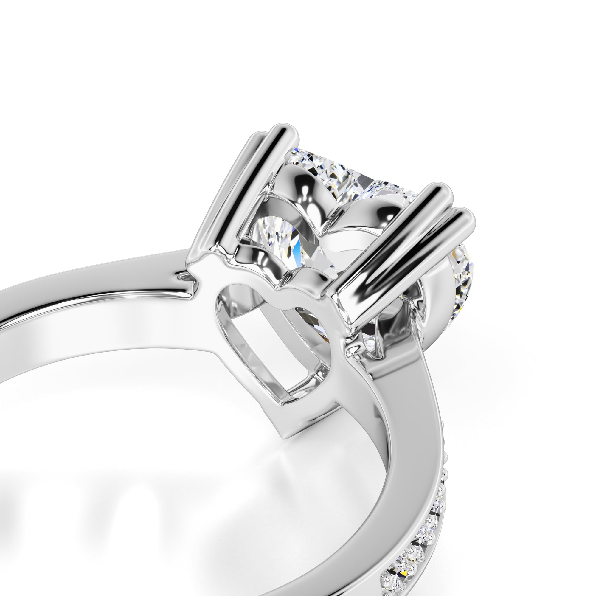Amber Moissanite & Lab Grown Diamond Ring | White Gold | 2