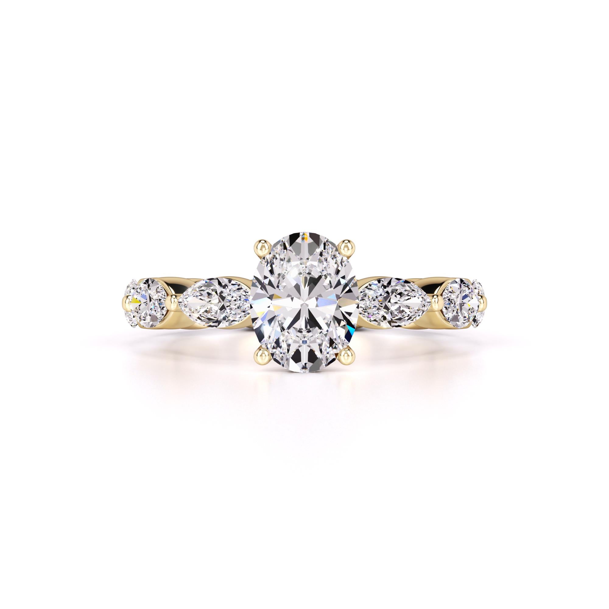 Katie Moissanite & Lab Grown Diamond Ring | Yellow Gold | 1