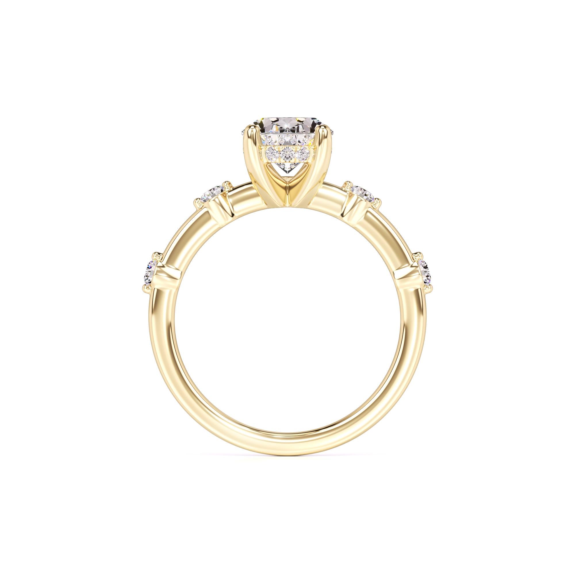 Catherine Moissanite & Lab Grown Diamond Ring | Yellow Gold | 4