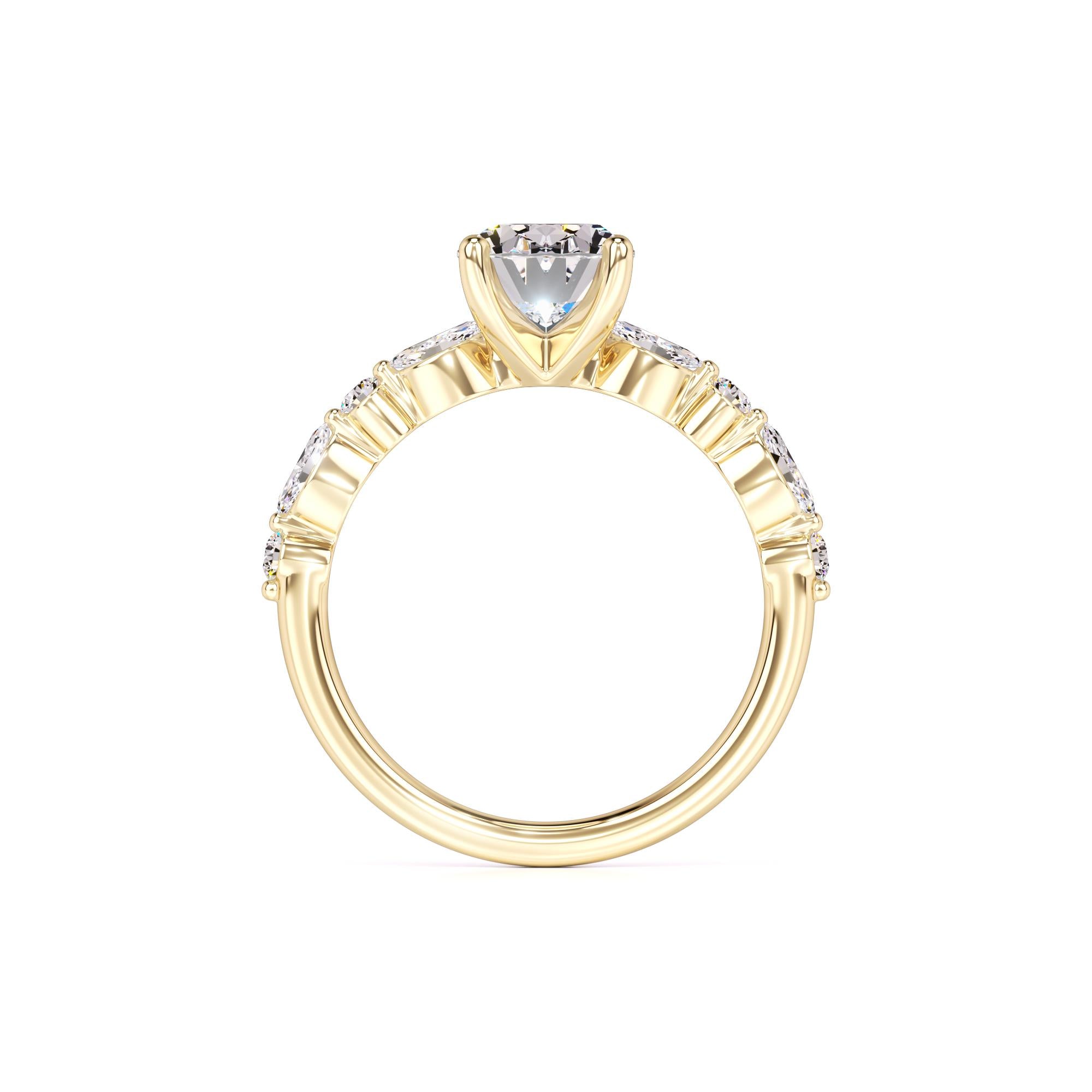 Aria Moissanite & Lab Grown Diamond Ring | Yellow Gold | 4