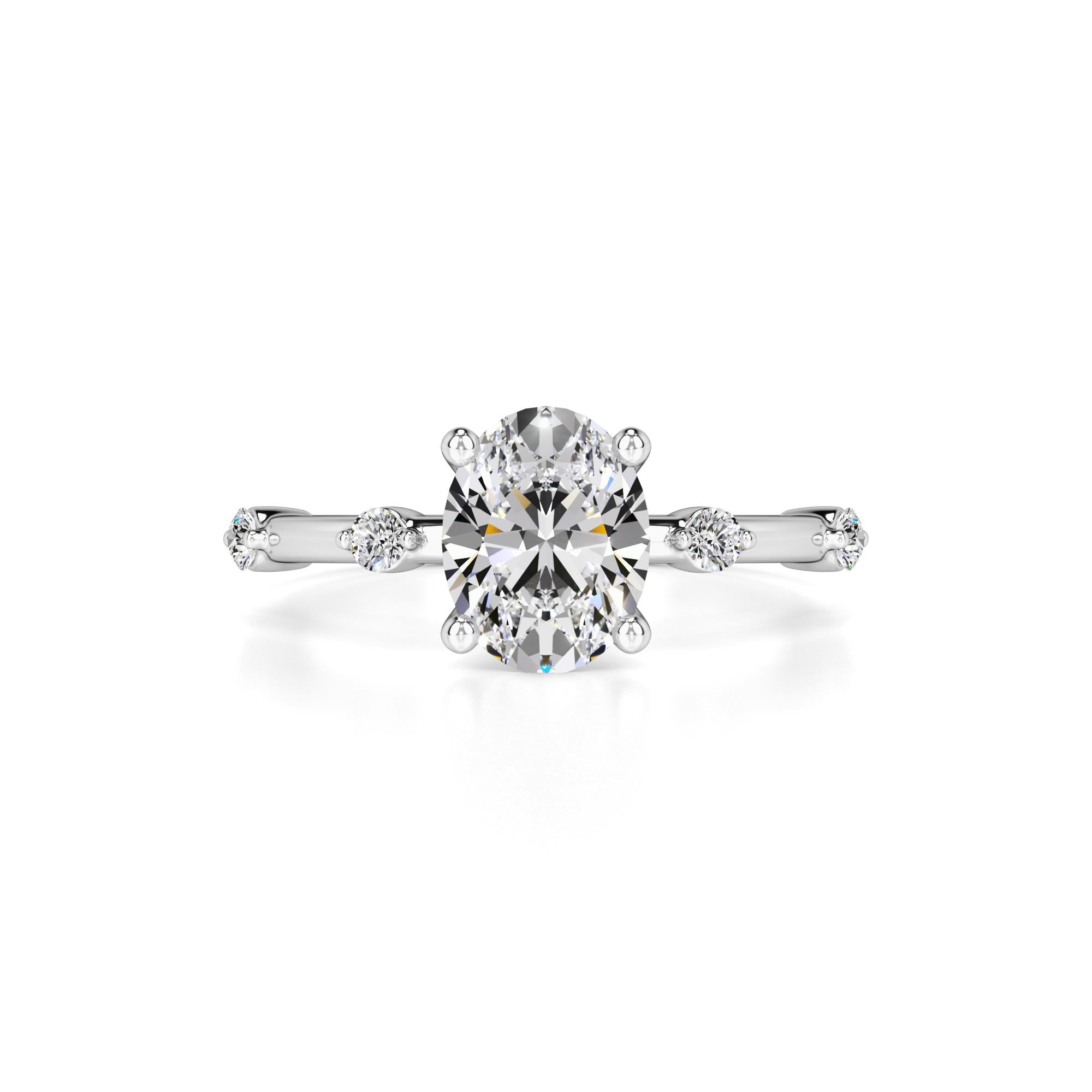 Ruby Moissanite & Lab Grown Diamond Ring | White Gold | 1