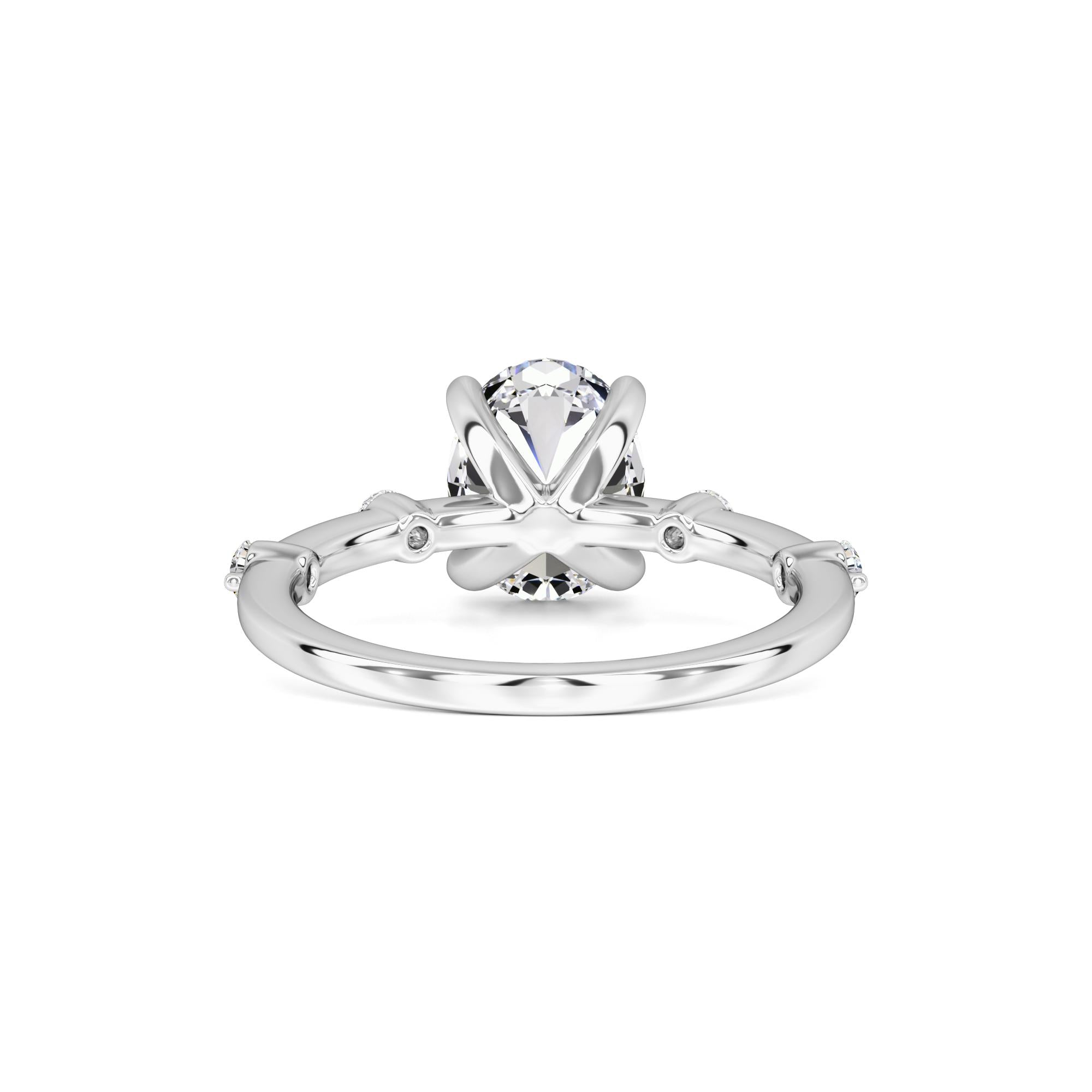 Ruby Moissanite & Lab Grown Diamond Ring | White Gold | 3
