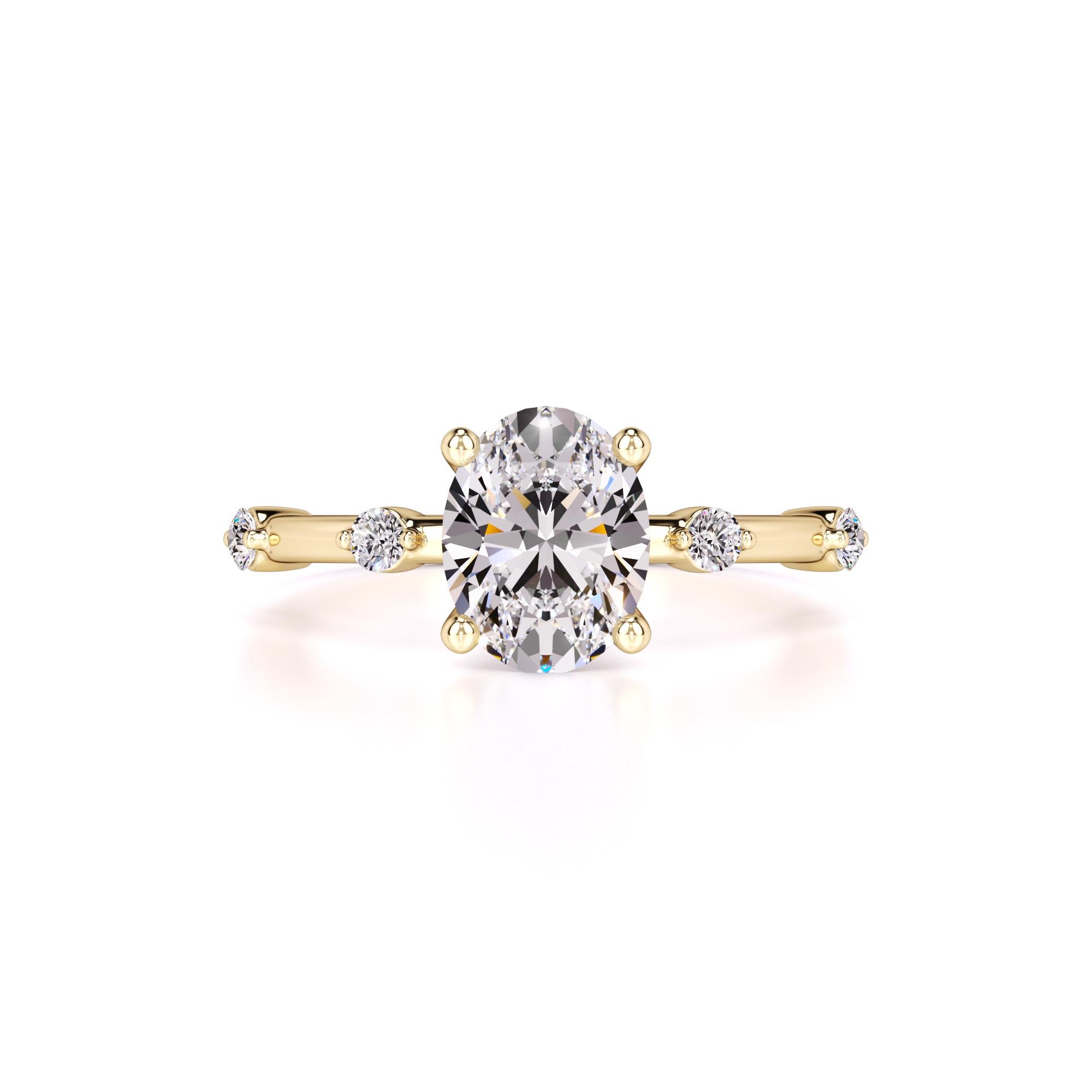 Ruby Moissanite & Lab Grown Diamond Ring | Yellow Gold | 1