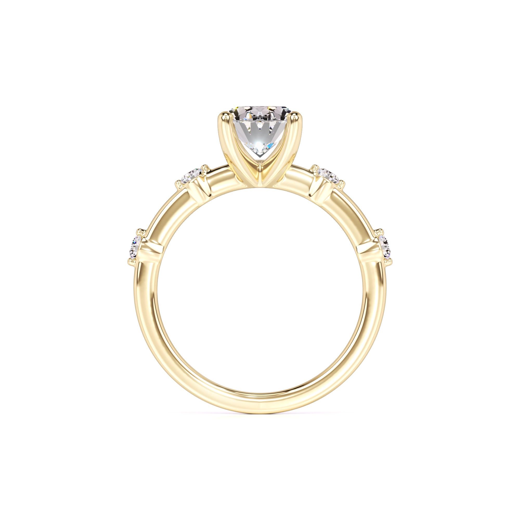 Ruby Moissanite & Lab Grown Diamond Ring | Yellow Gold | 4