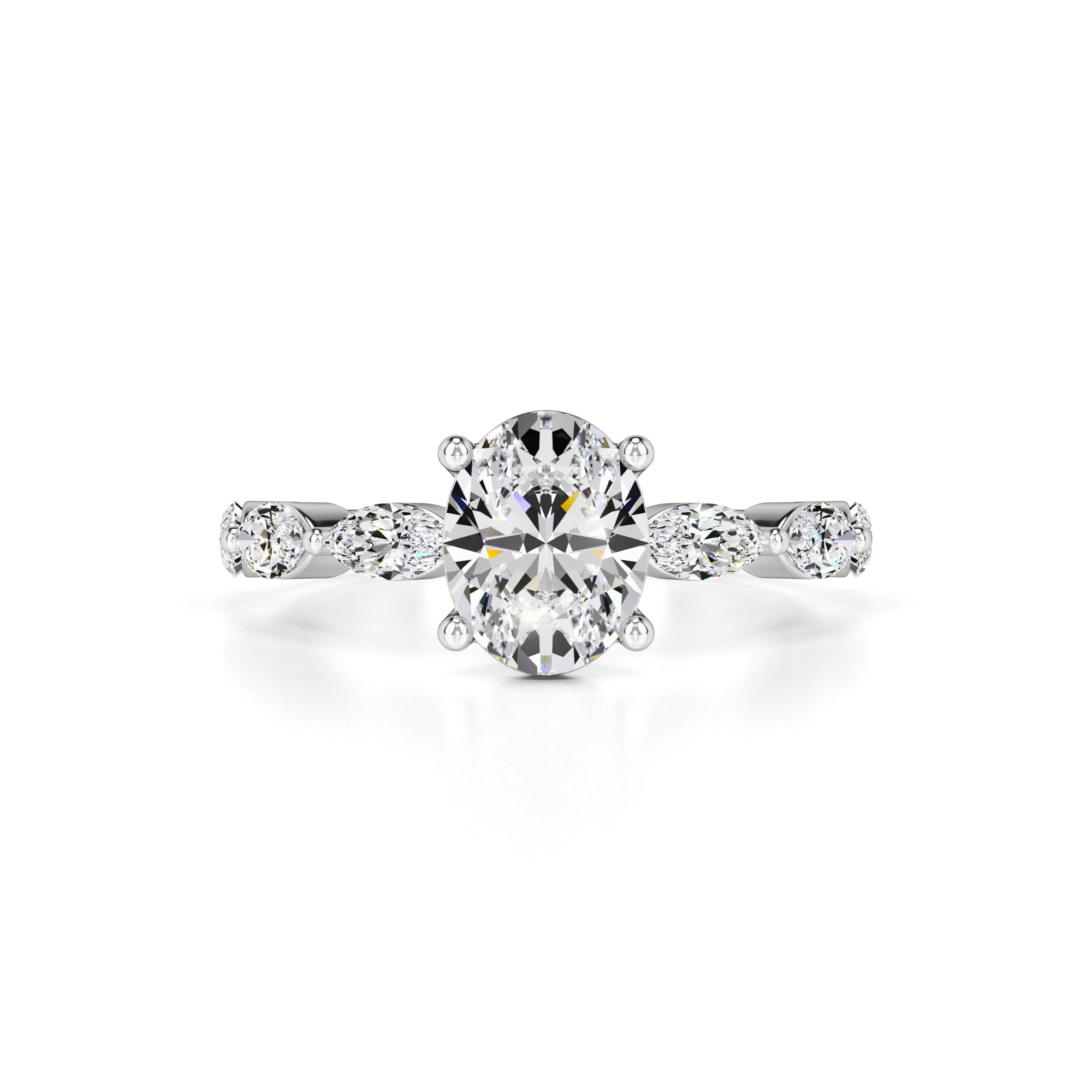 Lena Moissanite & Lab Grown Diamond Ring | White Gold | 1