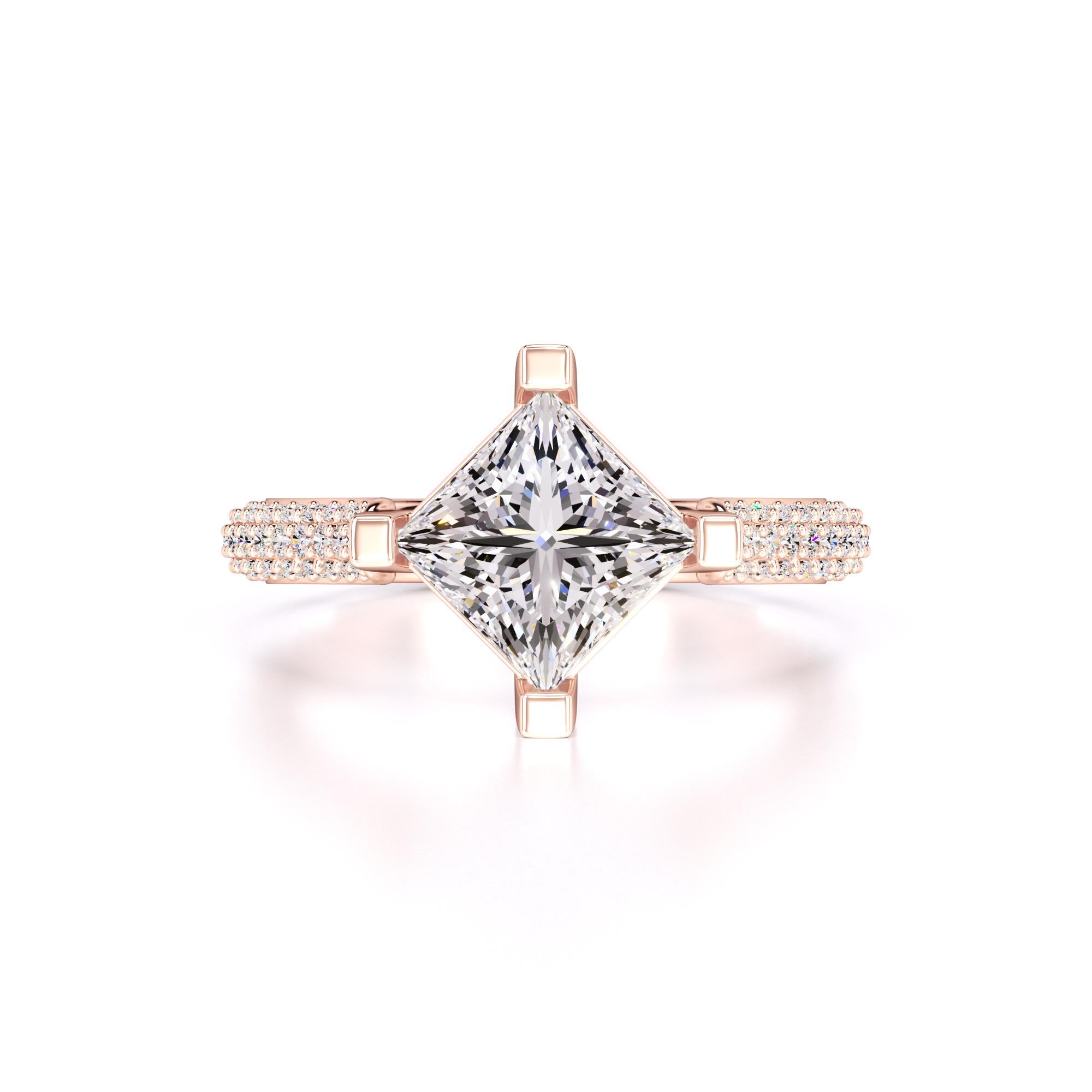Lucia Moissanite & Lab Grown Diamond Ring | Rose Gold | 1