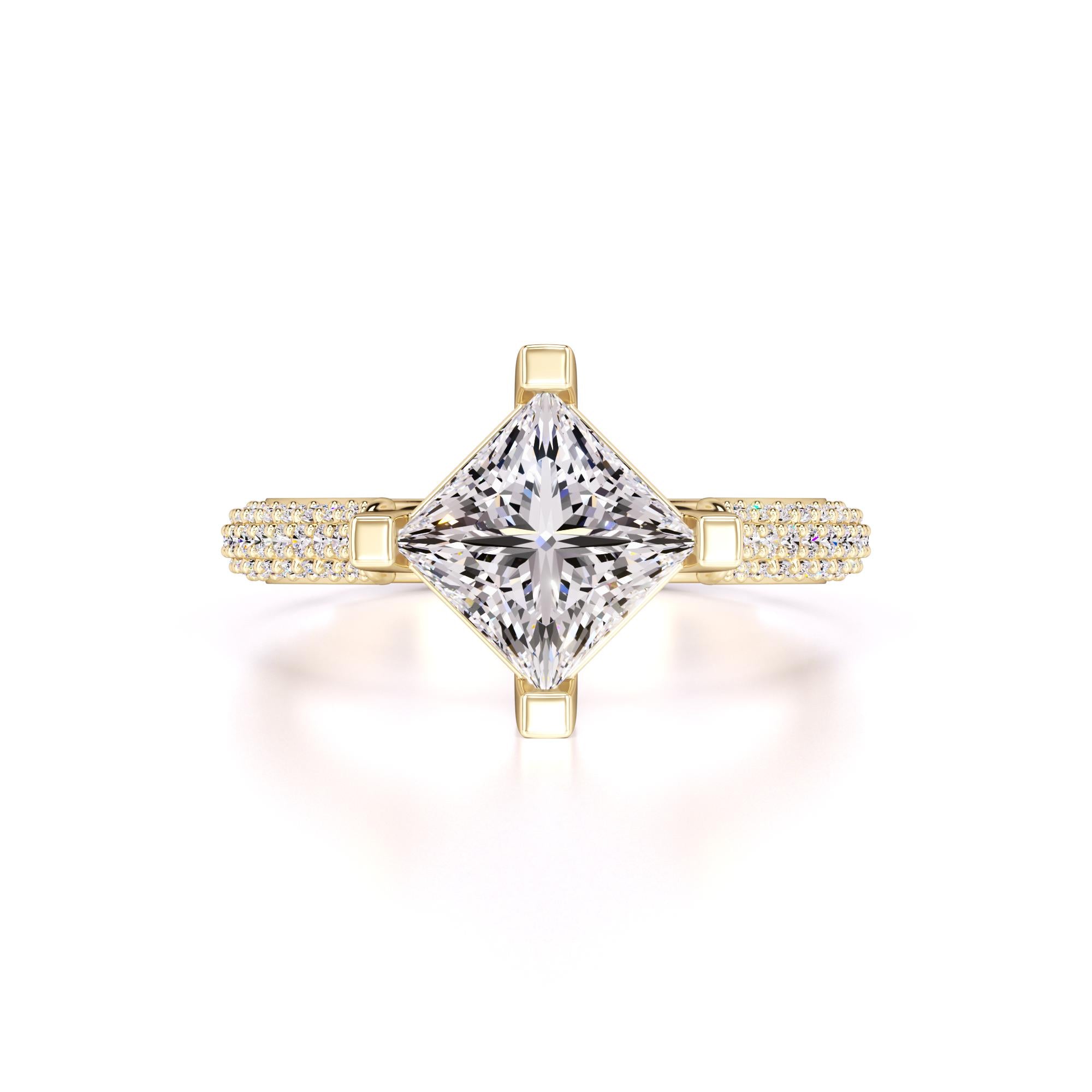 Lucia Moissanite & Lab Grown Diamond Ring | Yellow Gold | 1