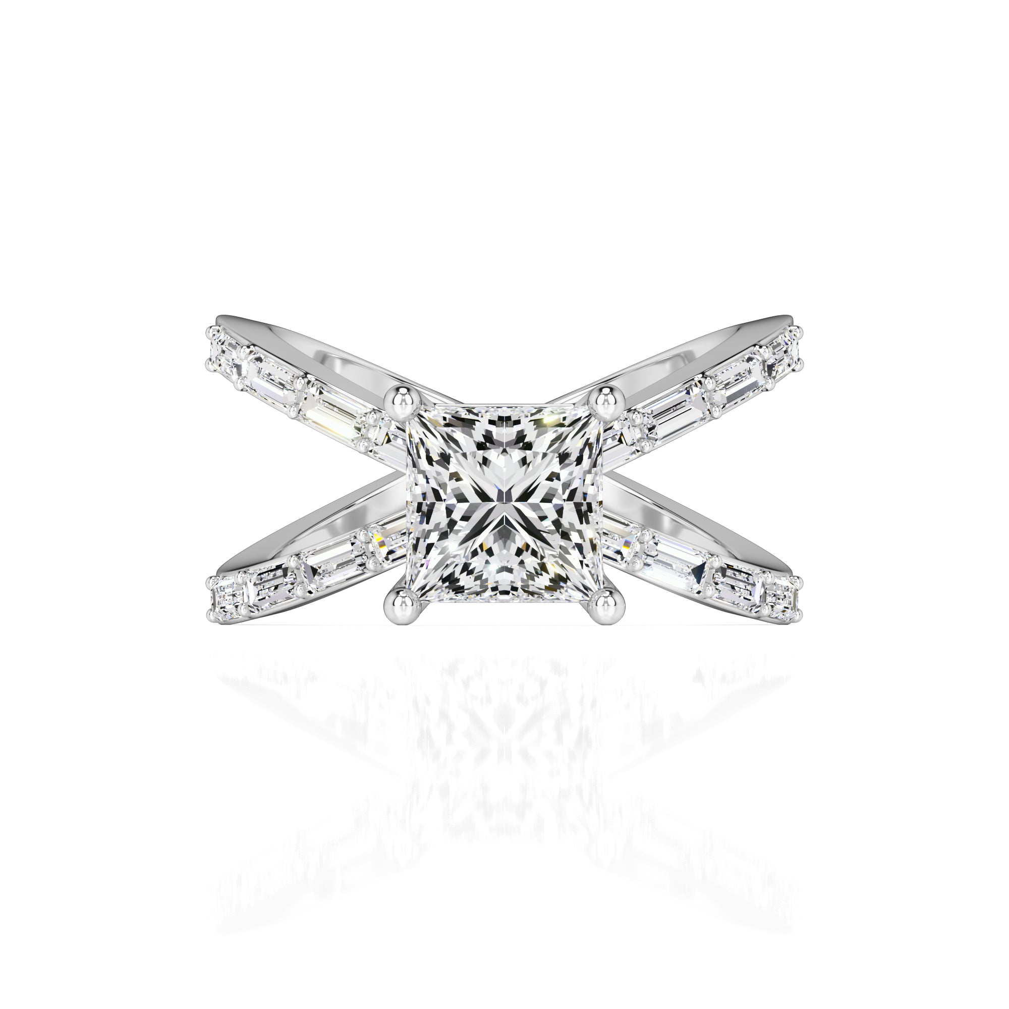 Rosa Moissanite & Lab Grown Diamond Ring | White Gold | 1