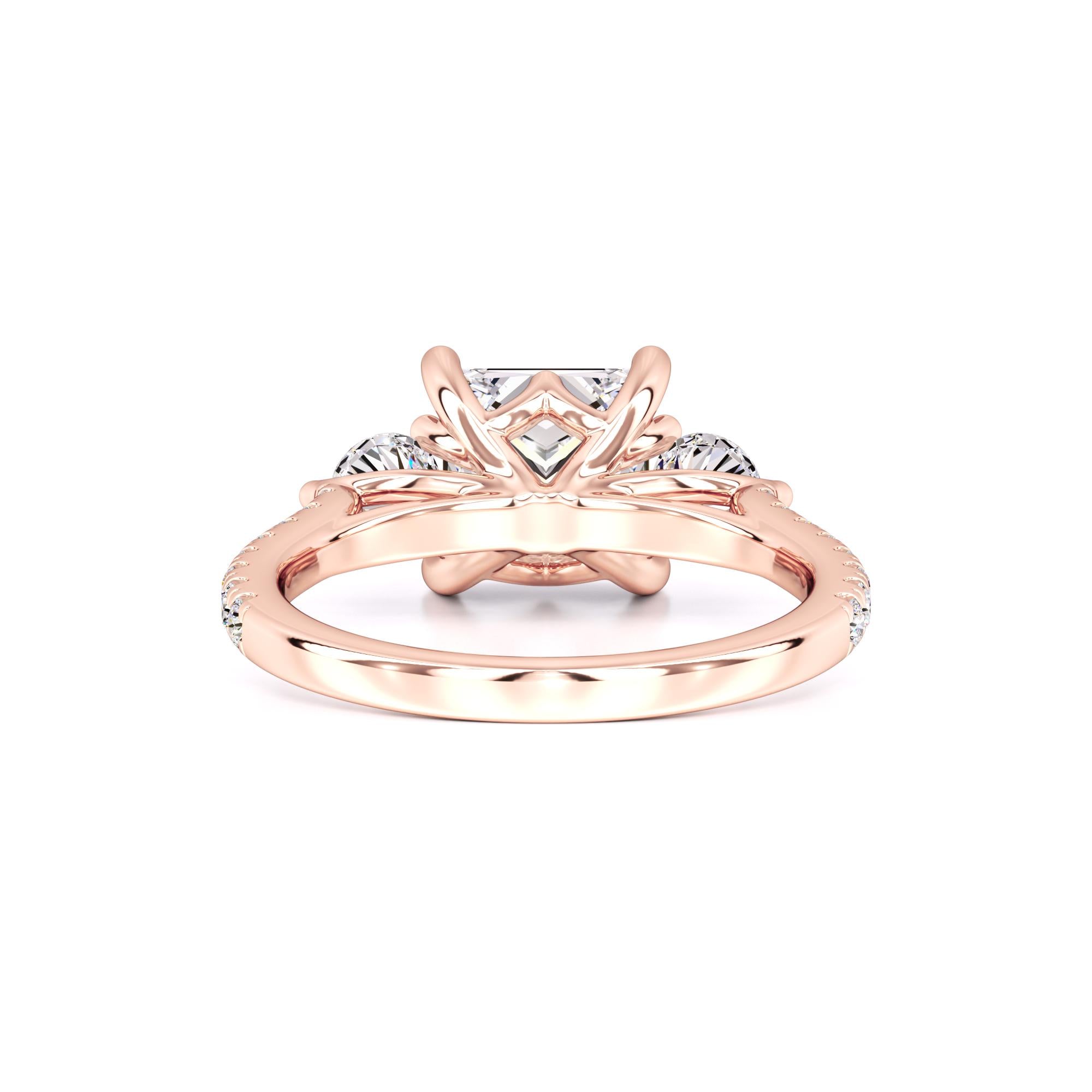 Saffron Moissanite & Lab Grown Diamond Ring | Rose Gold | 3