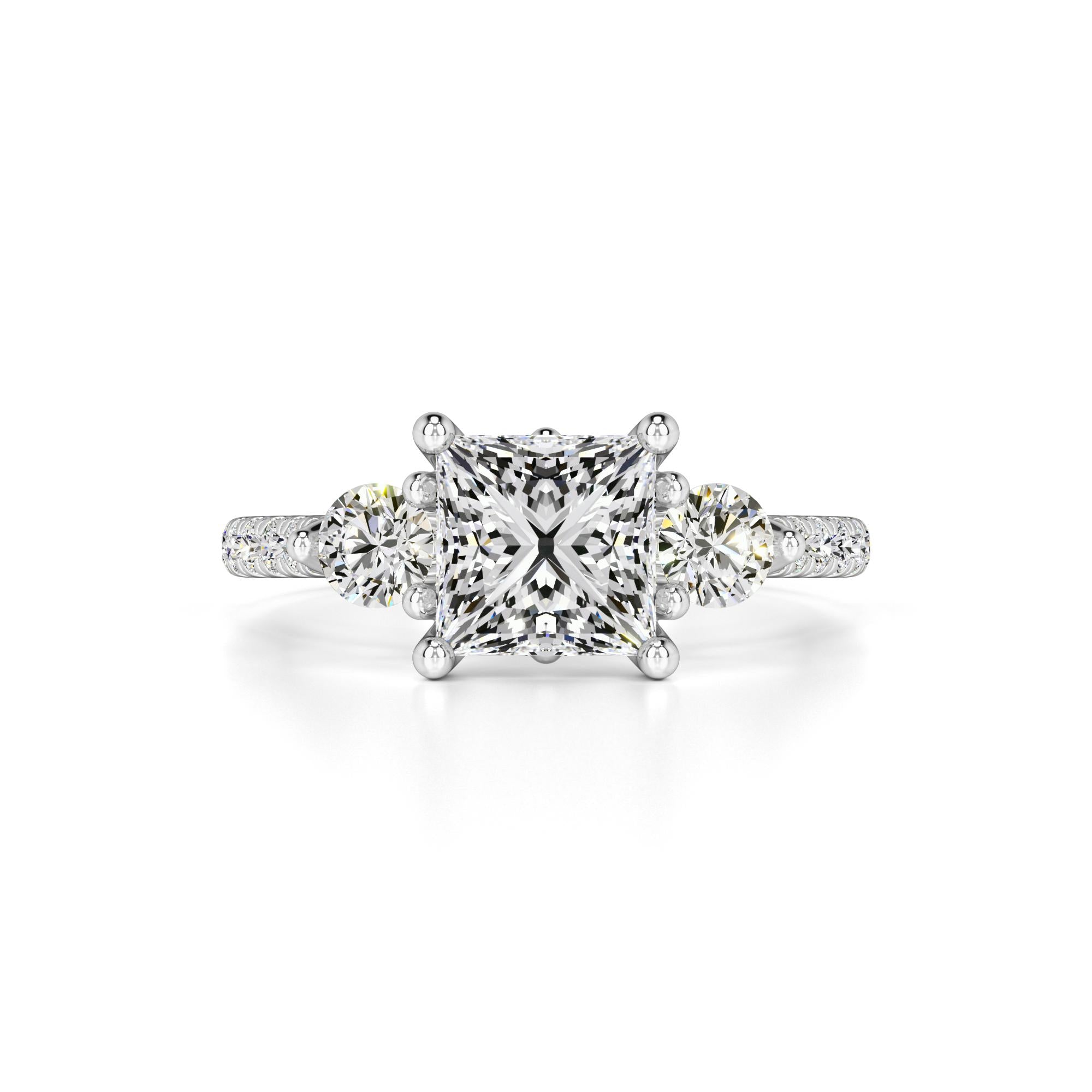Saffron Moissanite & Lab Grown Diamond Ring | White Gold | 1