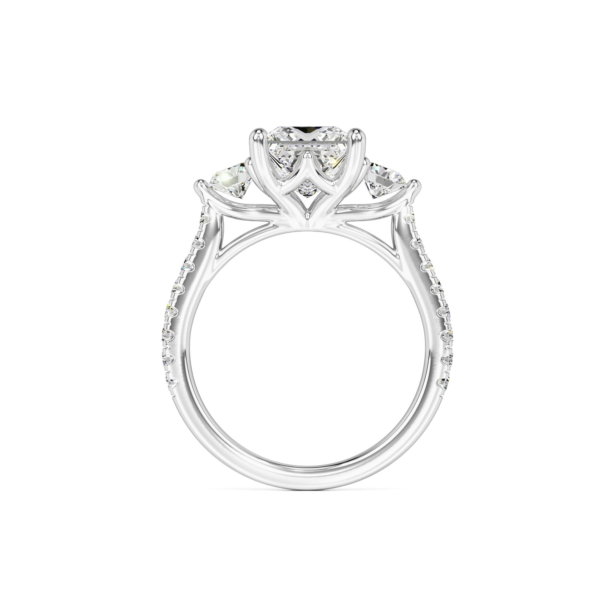 Saffron Moissanite & Lab Grown Diamond Ring | White Gold | 4