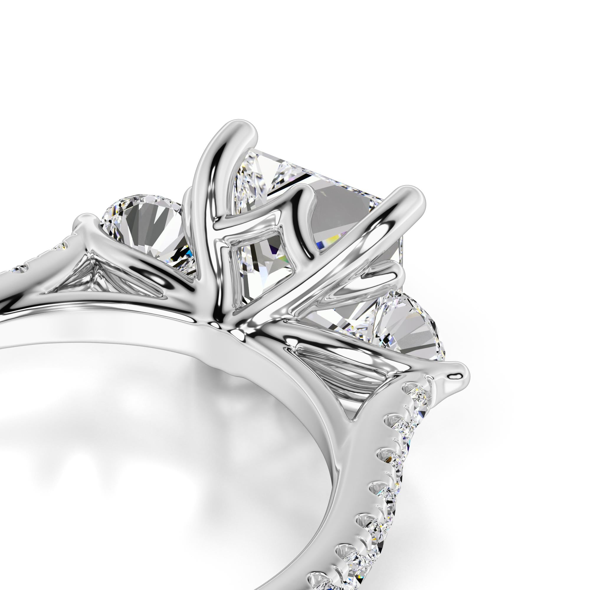 Saffron Moissanite & Lab Grown Diamond Ring | White Gold | 2
