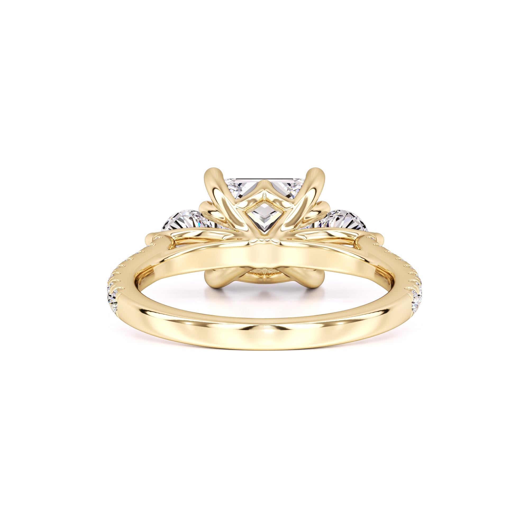 Saffron Moissanite & Lab Grown Diamond Ring | Yellow Gold | 3