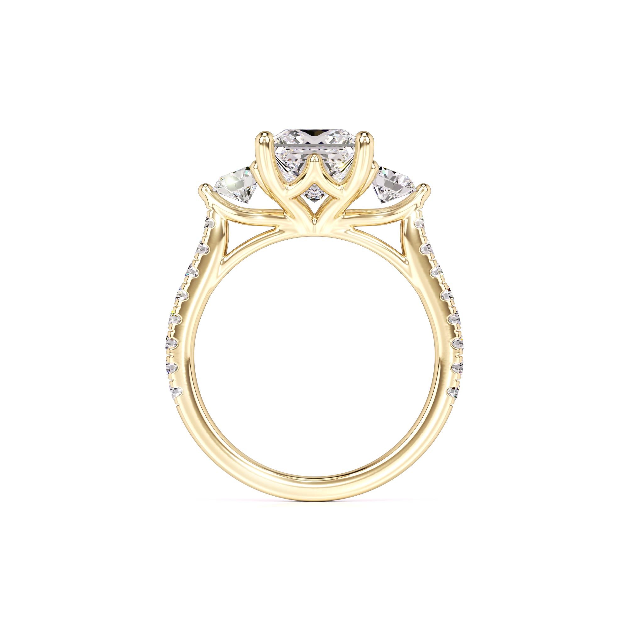 Saffron Moissanite & Lab Grown Diamond Ring | Yellow Gold | 4
