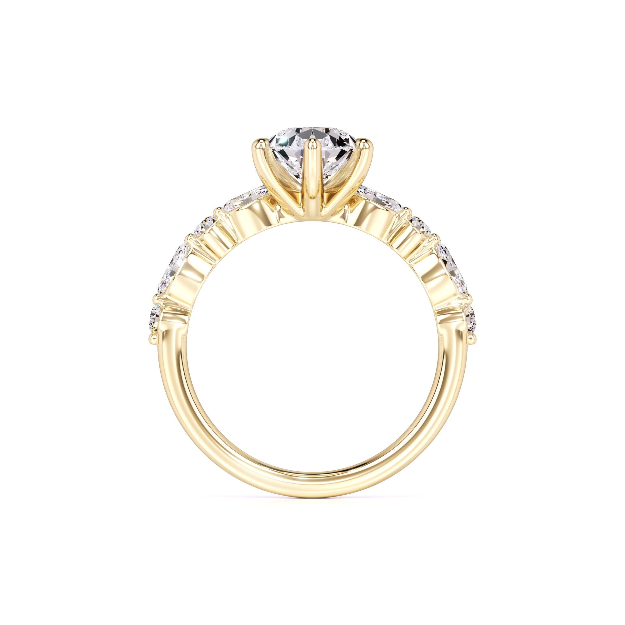 Cassidy Moissanite & Lab Grown Diamond Ring | Yellow Gold | 4