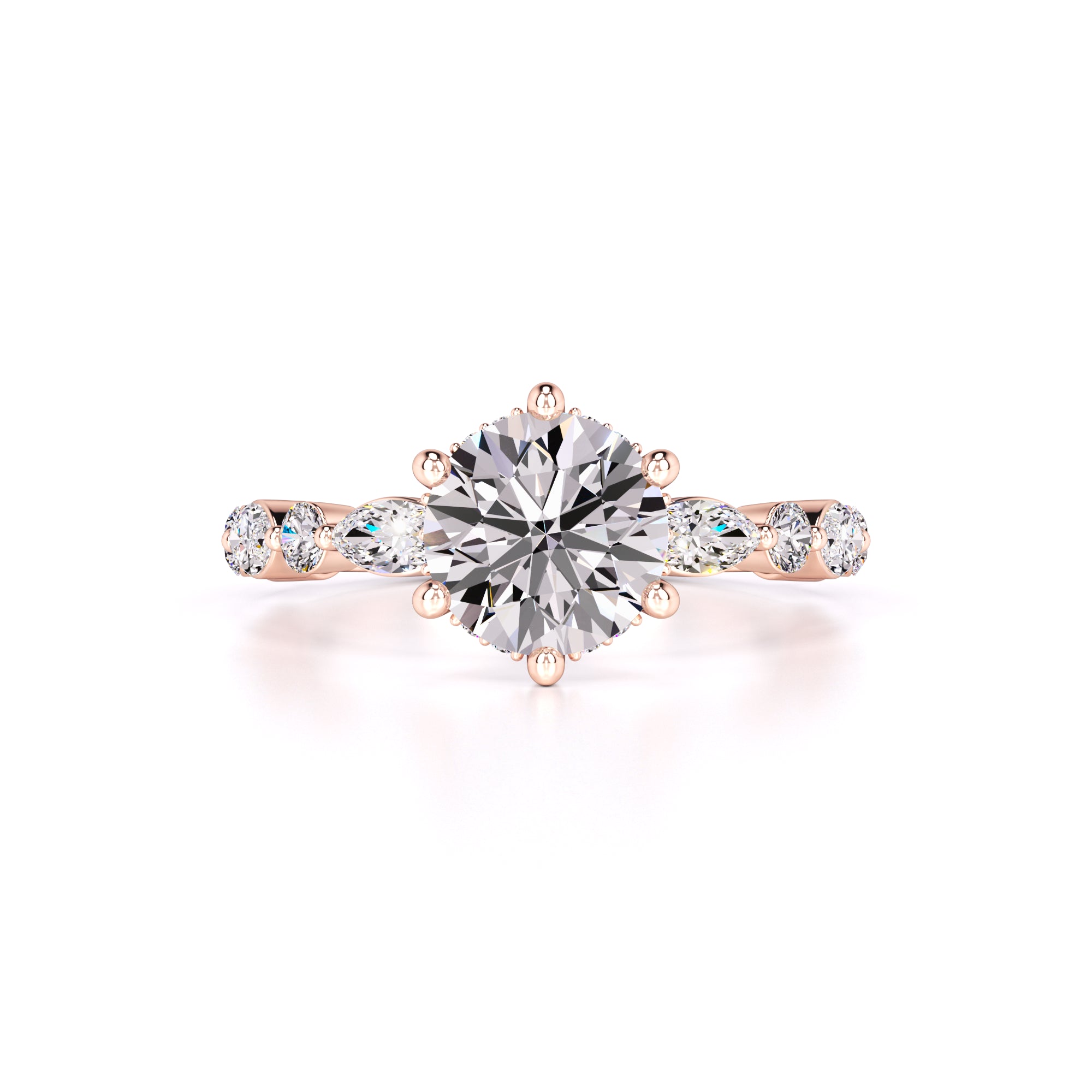 Lucy Moissanite & Lab Grown Diamond Ring | Rose Gold | 1