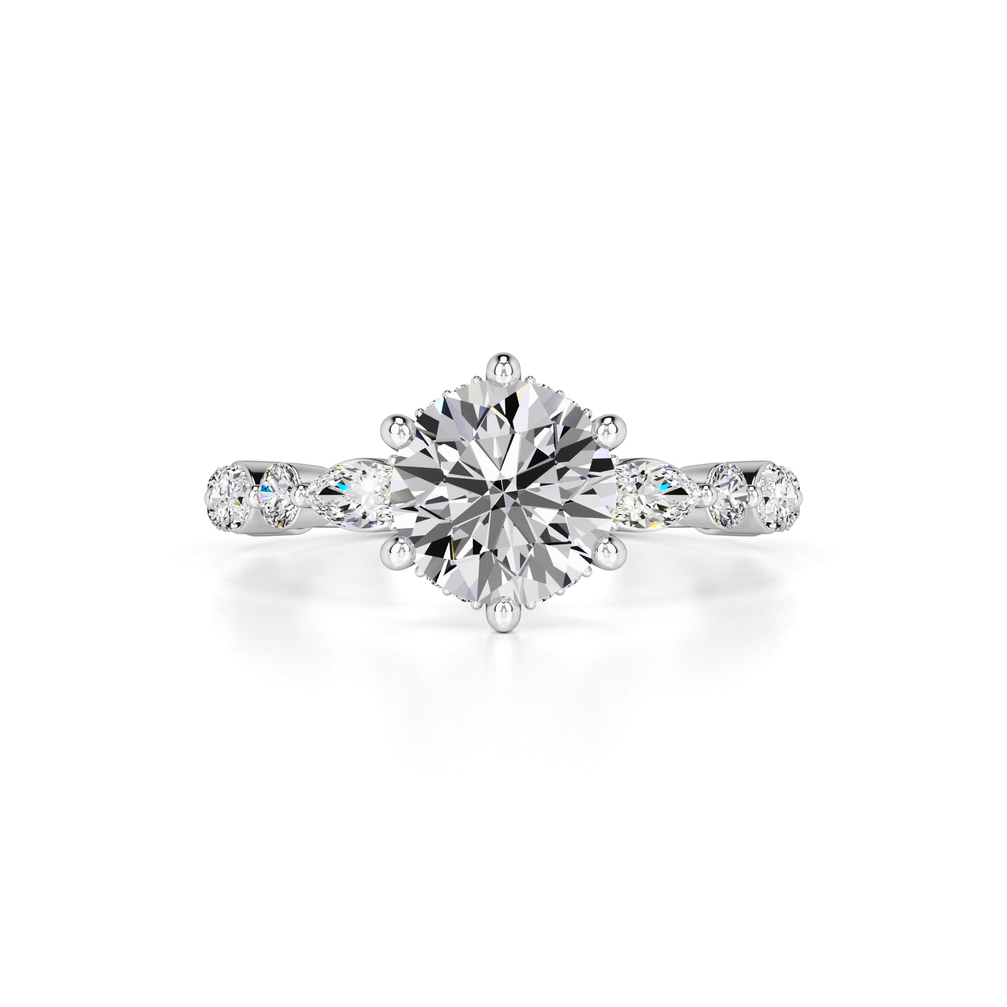 Lucy Moissanite & Lab Grown Diamond Ring | White Gold | 1