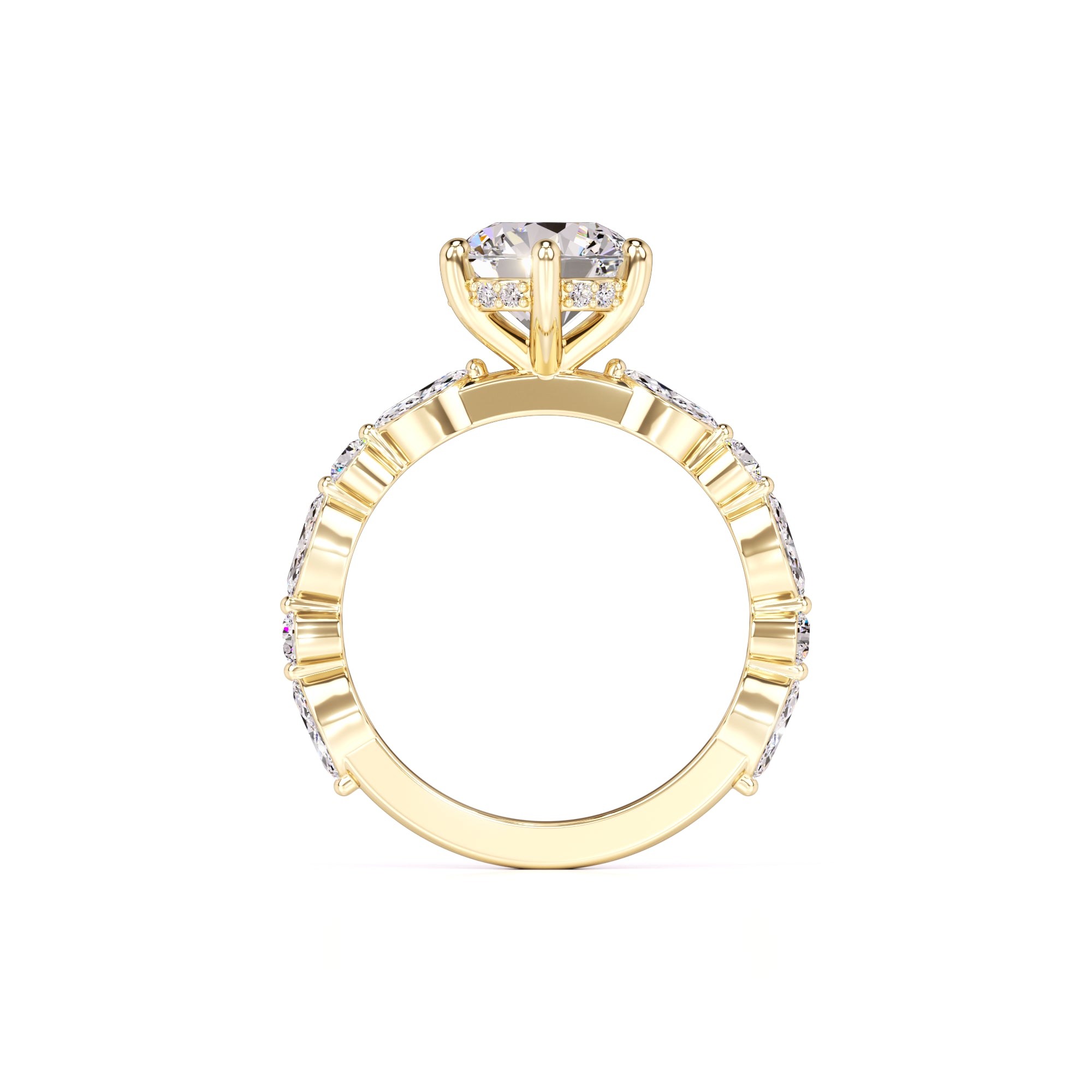 Lucy Moissanite & Lab Grown Diamond Ring | Yellow Gold | 4