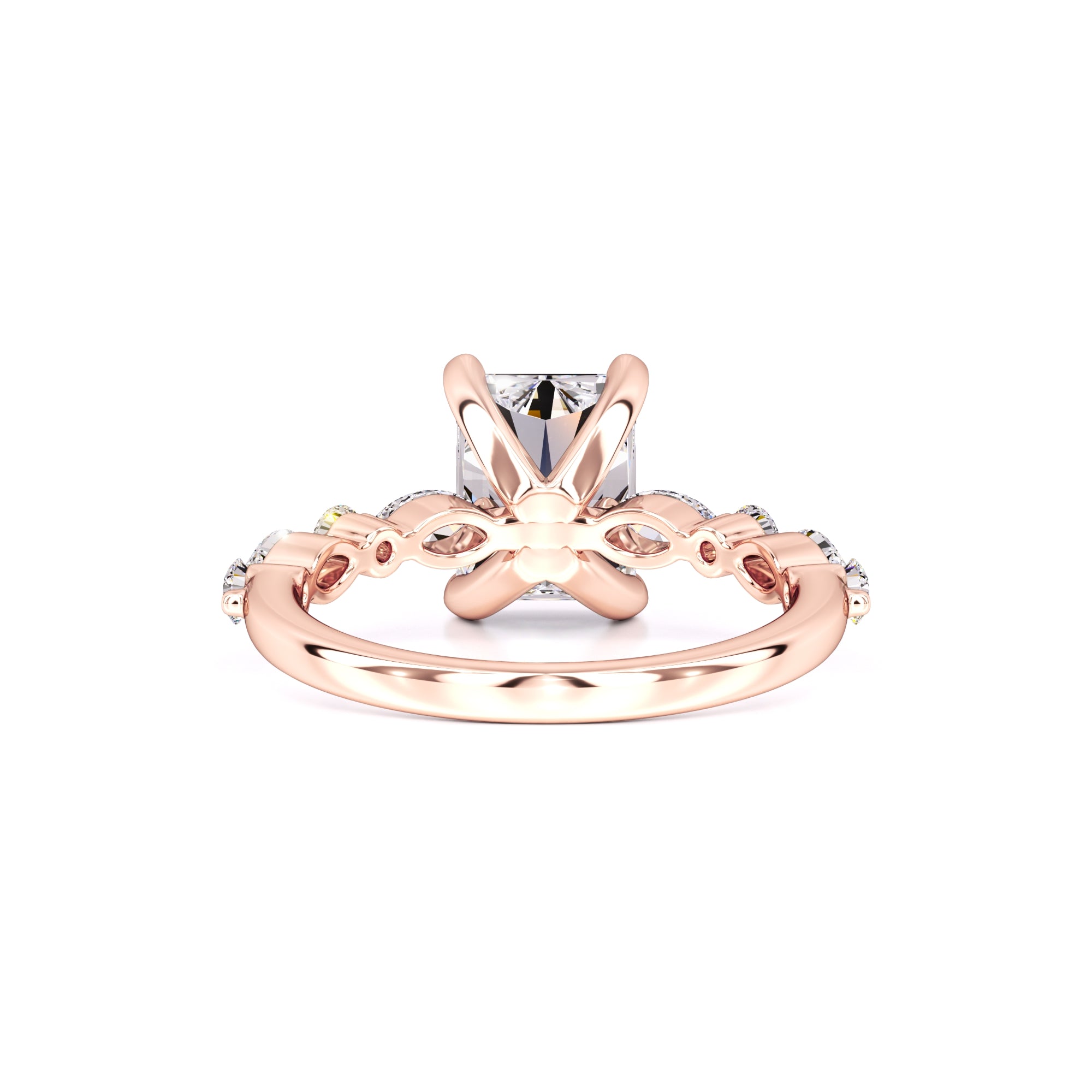 Jade Moissanite & Lab Grown Diamond Ring | Rose Gold | 3