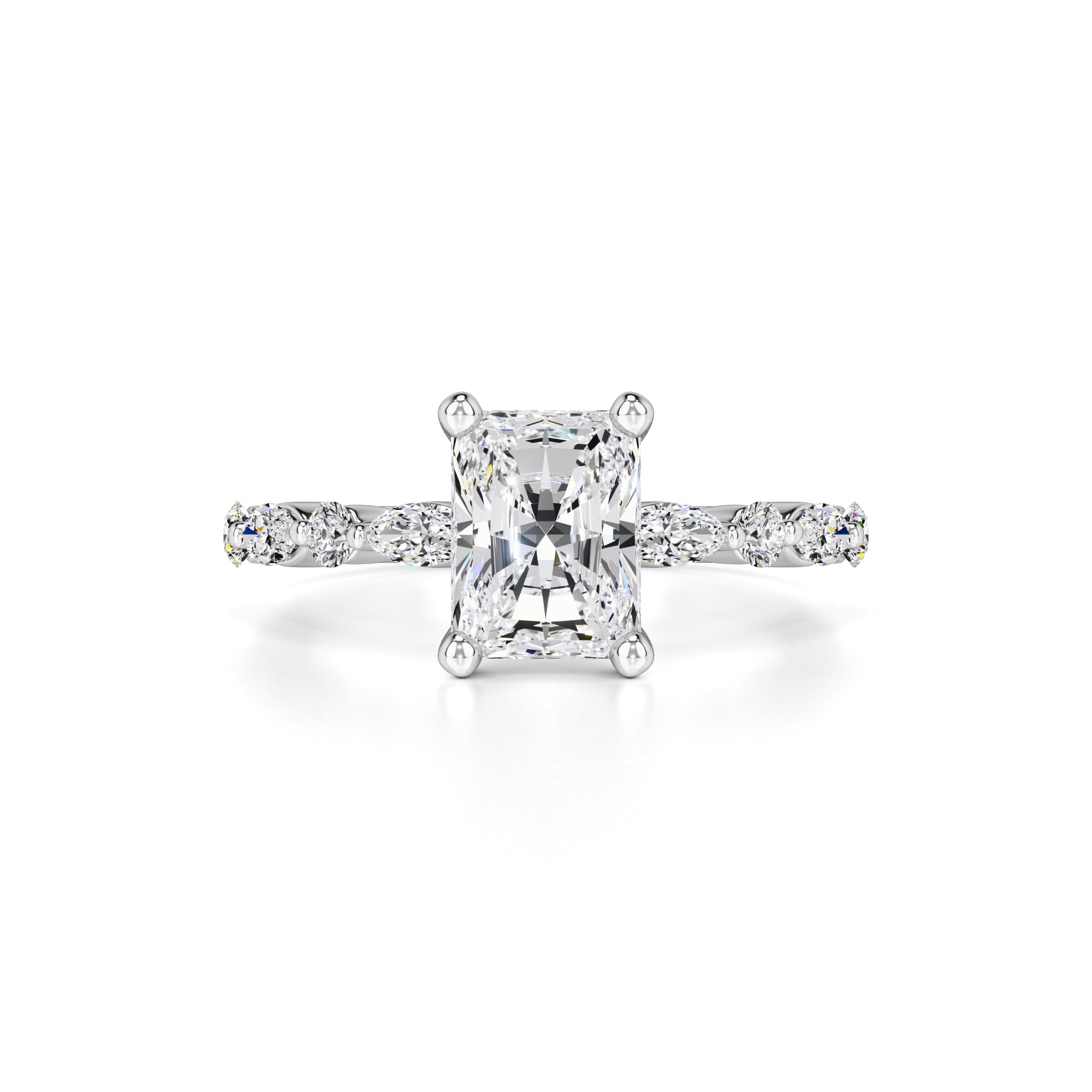 Jade Moissanite & Lab Grown Diamond Ring | White Gold | 1