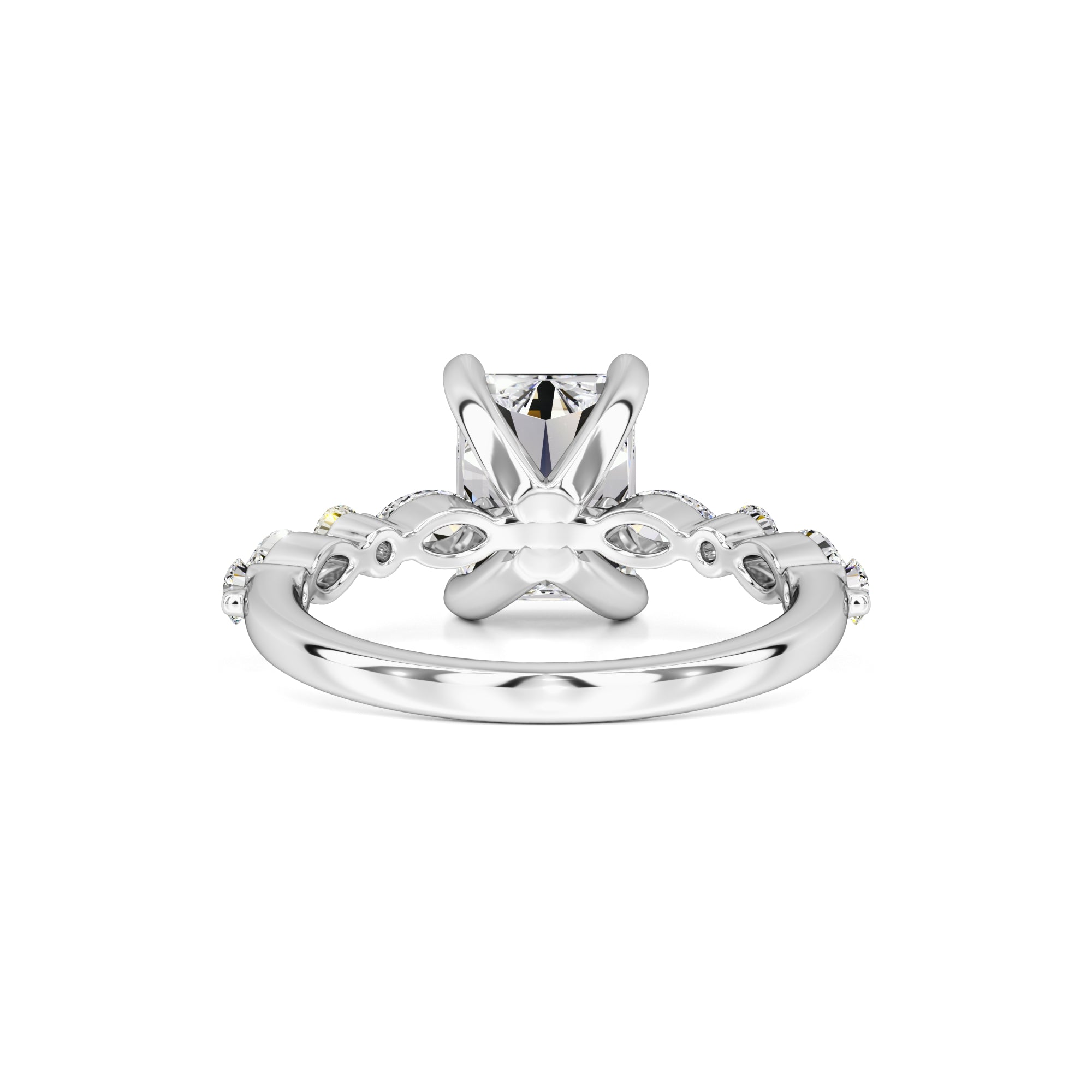 Jade Moissanite & Lab Grown Diamond Ring | White Gold | 3