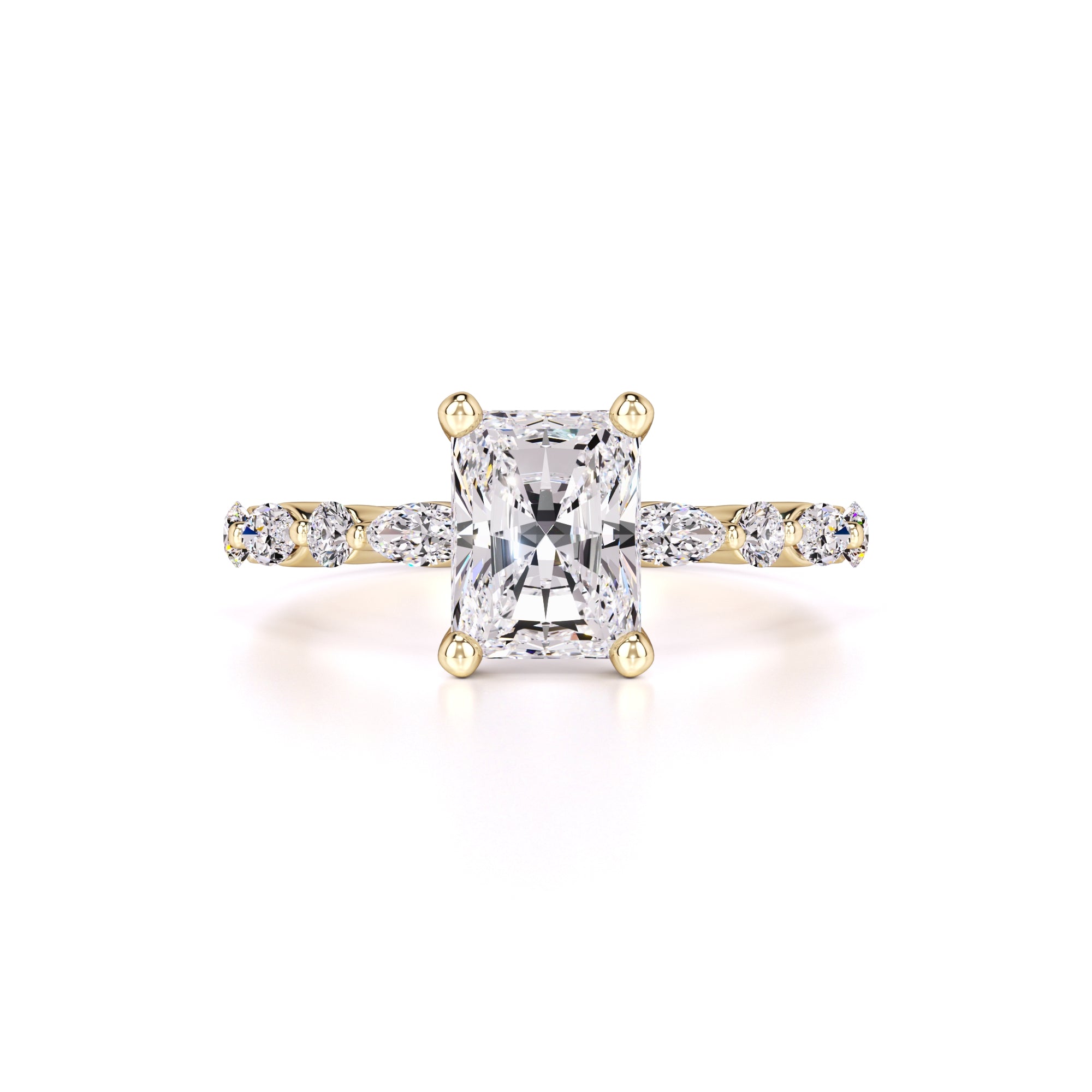 Jade Moissanite & Lab Grown Diamond Ring | Yellow Gold | 1