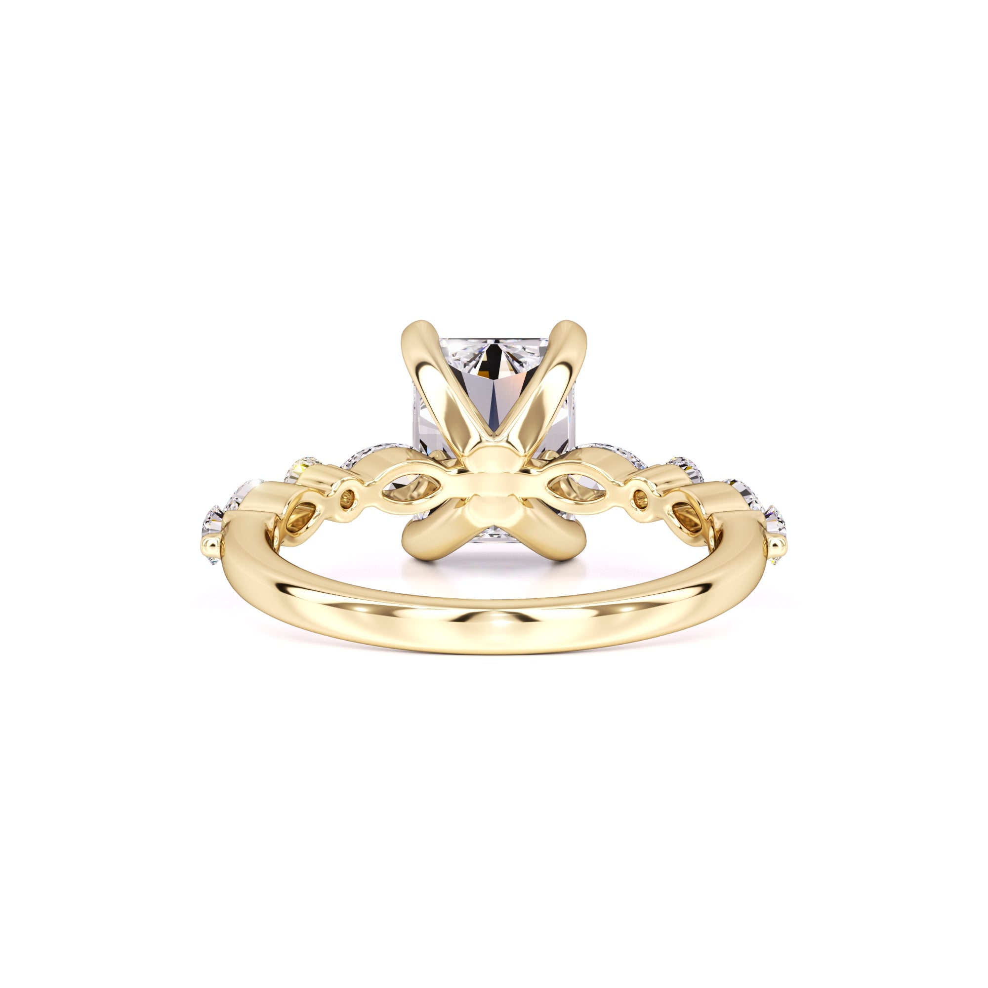 Jade Moissanite & Lab Grown Diamond Ring | Yellow Gold | 3