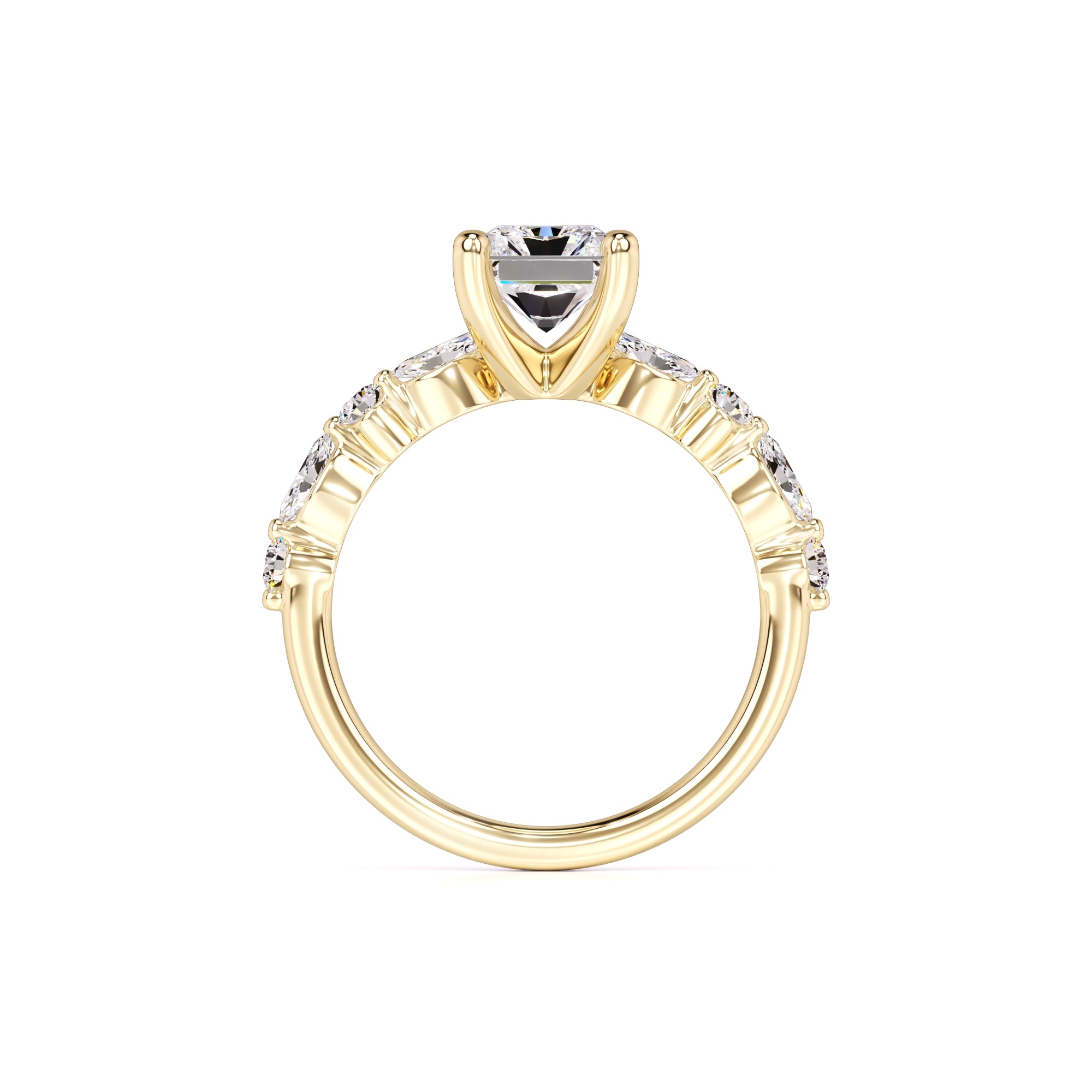 Jade Moissanite & Lab Grown Diamond Ring | Yellow Gold | 4