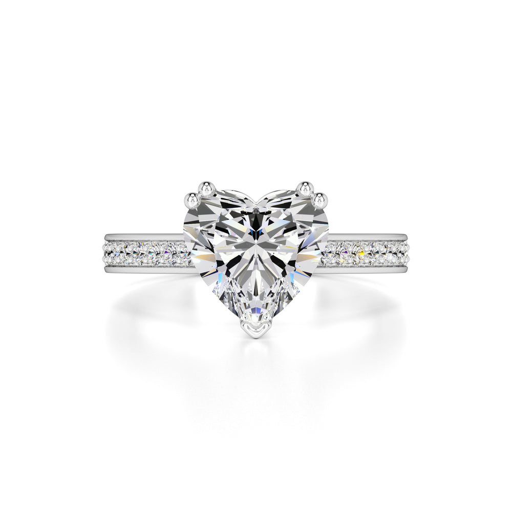 Amber Moissanite & Lab Grown Diamond Ring | White Gold | 1