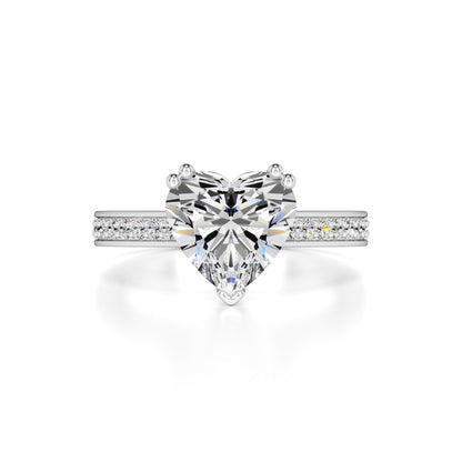 Amber Moissanite & Lab Grown Diamond Ring | White Gold | 1
