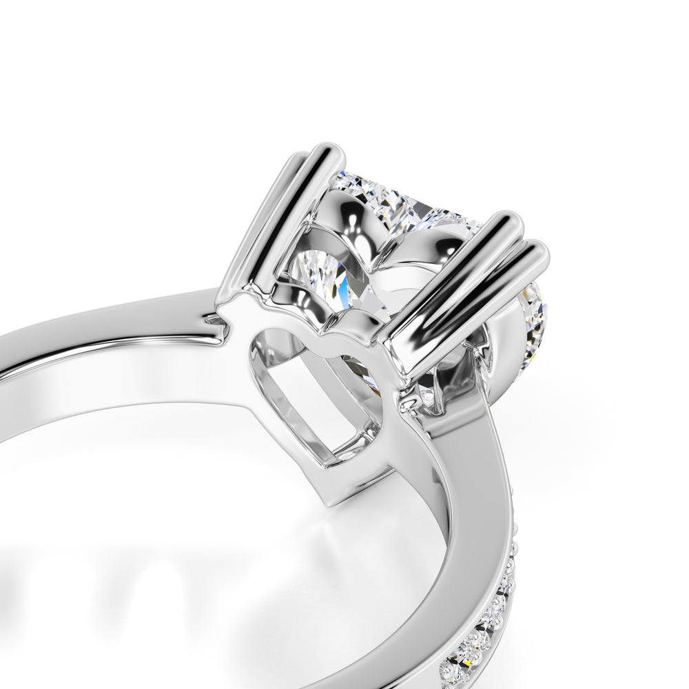 Amber Moissanite & Lab Grown Diamond Ring | White Gold | 2