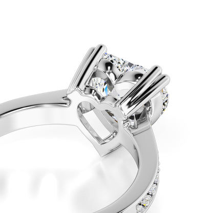 Amber Moissanite & Lab Grown Diamond Ring | White Gold | 2