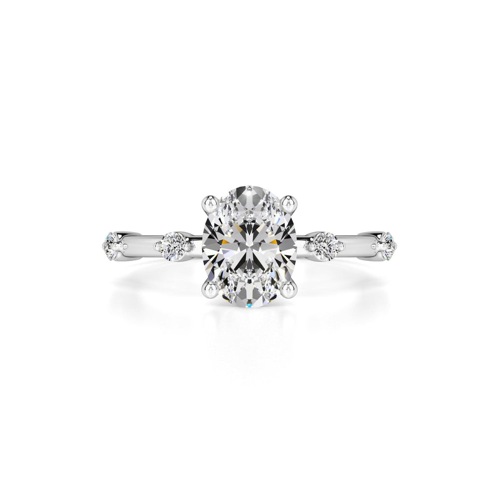 Ruby Moissanite & Lab Grown Diamond Ring | White Gold | 1