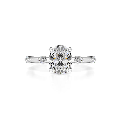 Ruby Moissanite & Lab Grown Diamond Ring | White Gold | 1