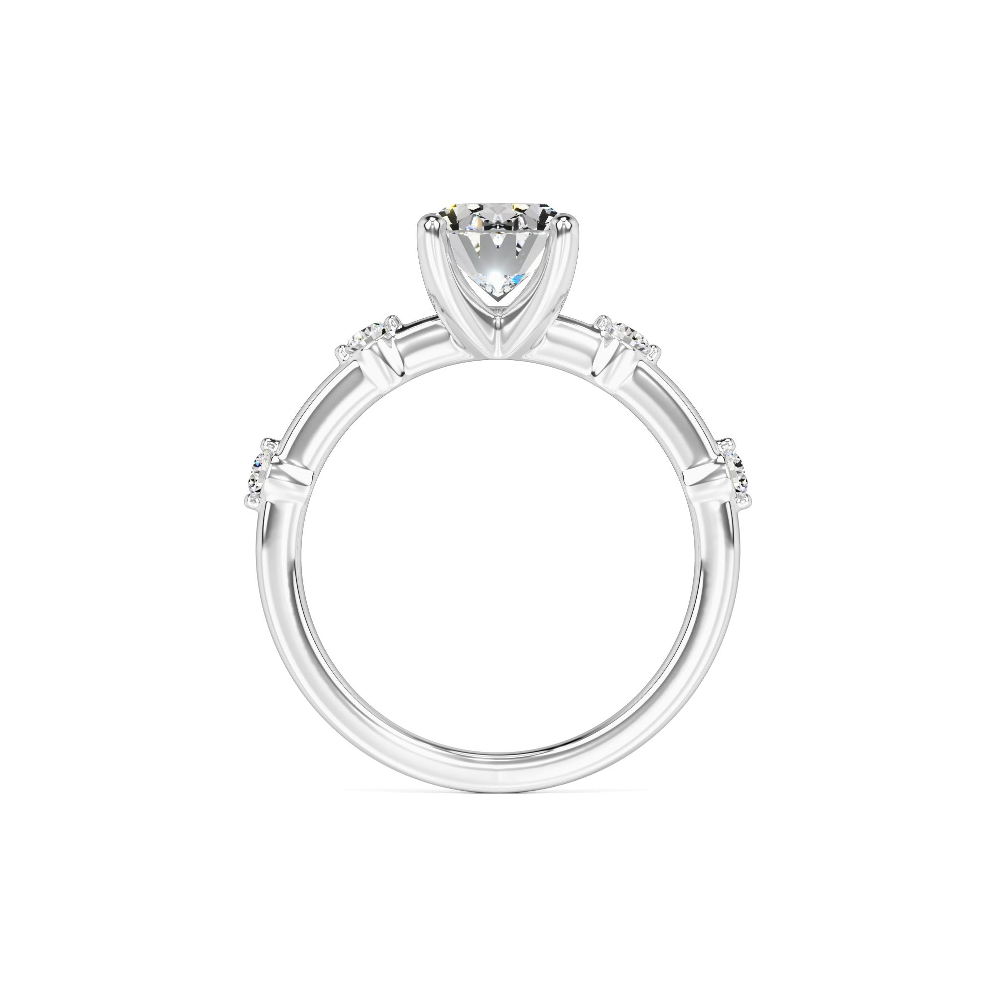 Ruby Moissanite & Lab Grown Diamond Ring | White Gold | 4