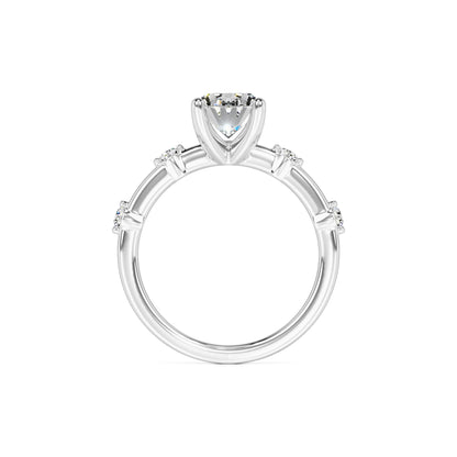 Ruby Moissanite & Lab Grown Diamond Ring | White Gold | 4