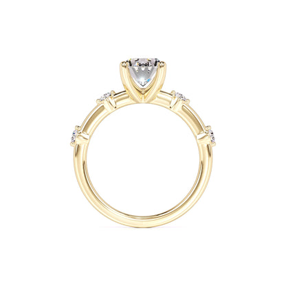 Ruby Moissanite & Lab Grown Diamond Ring | Yellow Gold | 4