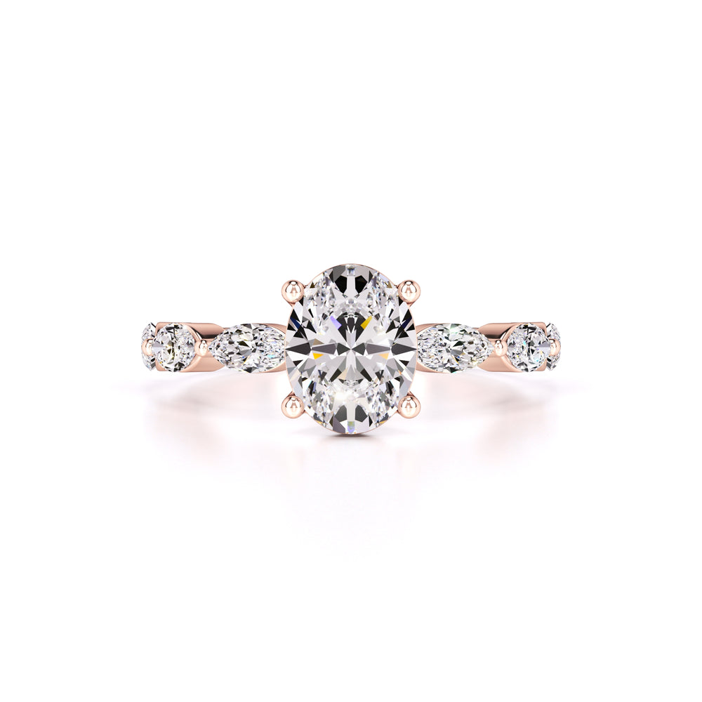 Lena Moissanite & Lab Grown Diamond Ring | Rose Gold | 1