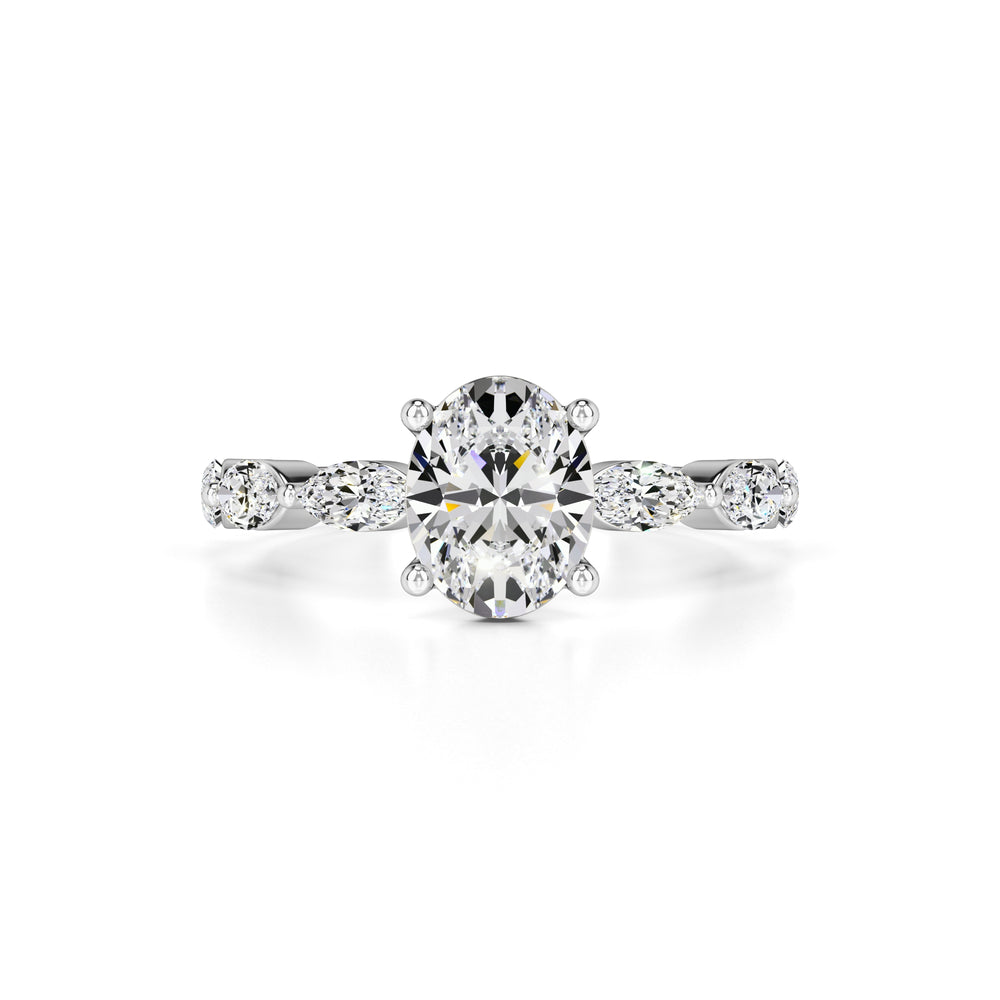 Lena Moissanite & Lab Grown Diamond Ring | White Gold | 1