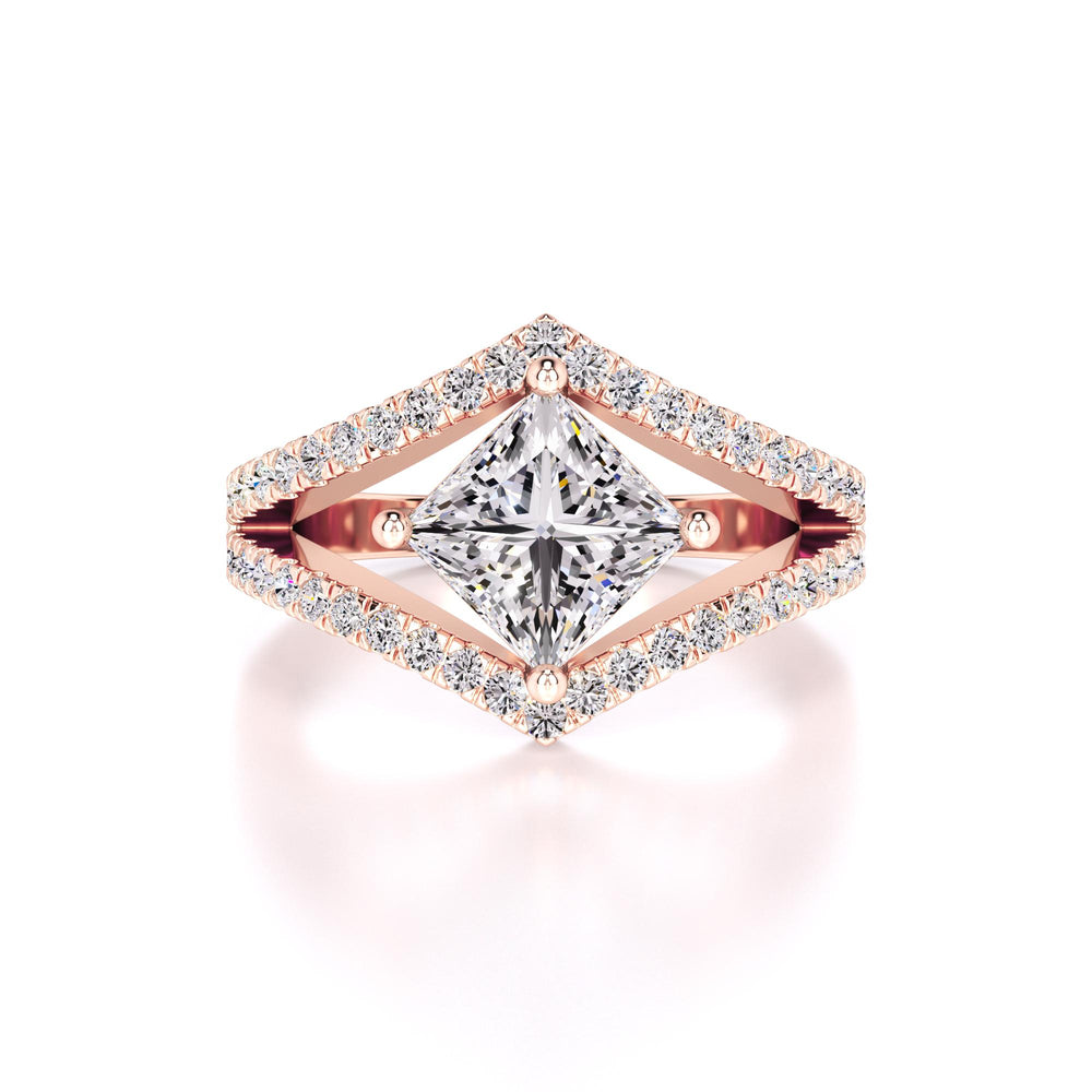 Lily Moissanite & Lab Grown Diamond Ring | Rose Gold | 1