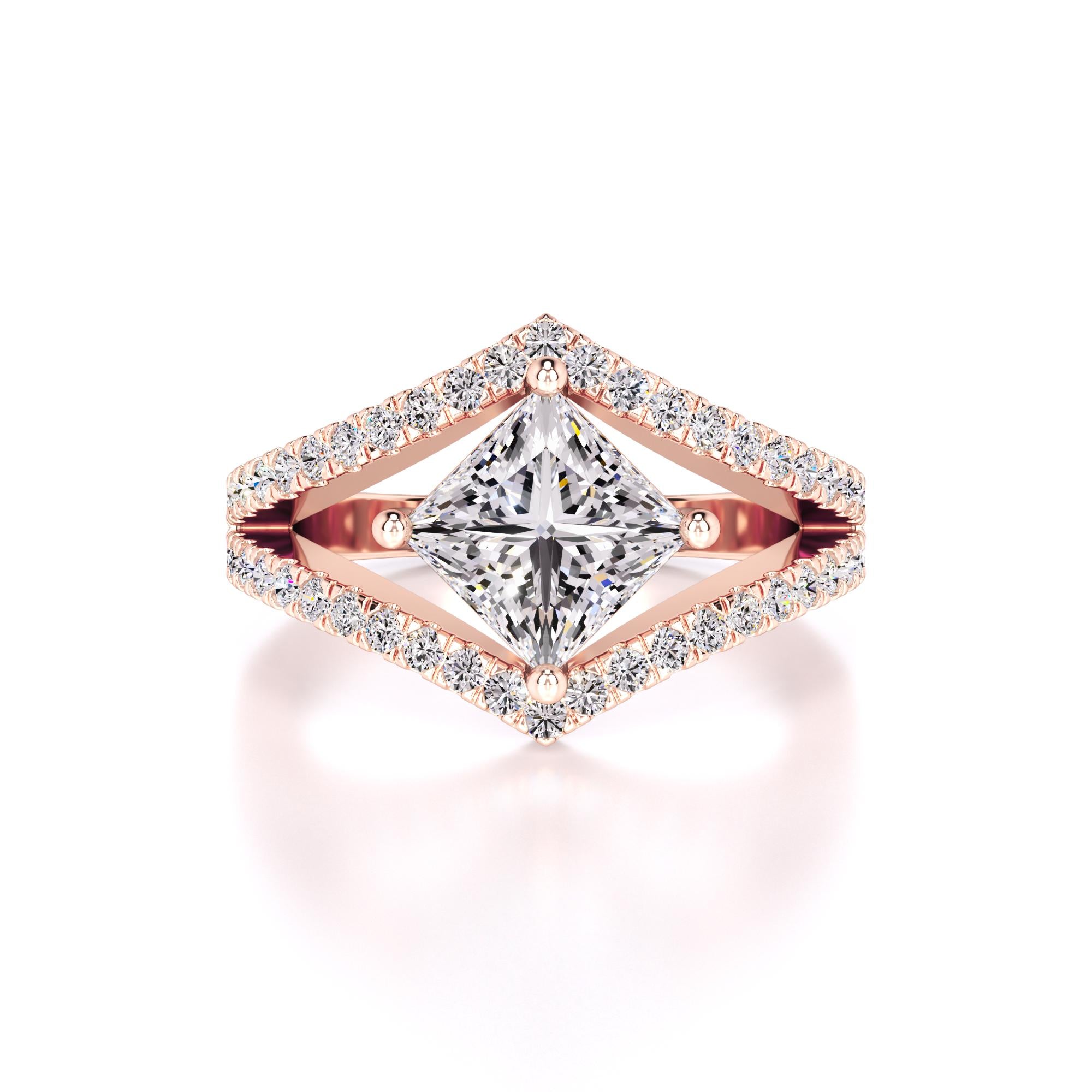 Lily Moissanite & Lab Grown Diamond Ring | Rose Gold | 1