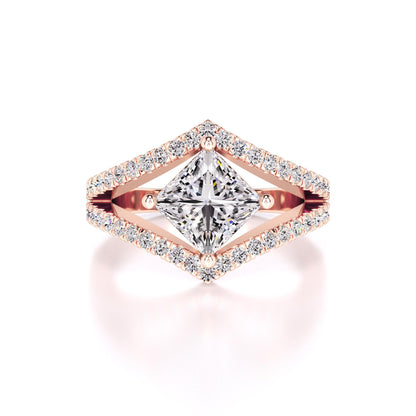 Lily Moissanite & Lab Grown Diamond Ring | Rose Gold | 1