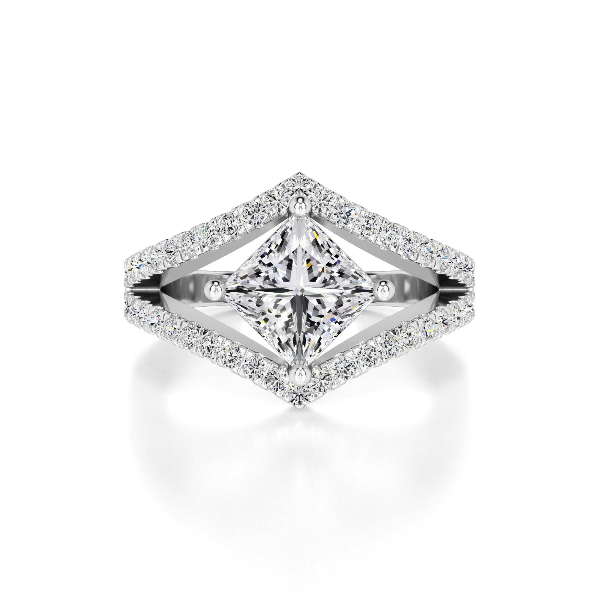 Lily Moissanite & Lab Grown Diamond Ring | White Gold | 1