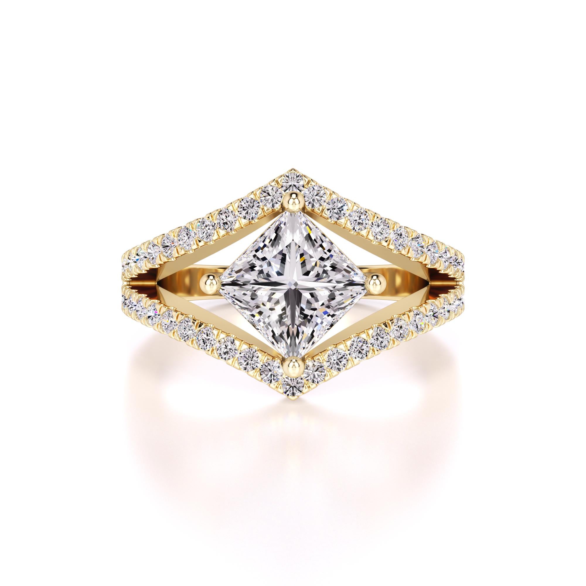 Lily Moissanite & Lab Grown Diamond Ring | Yellow Gold | 1