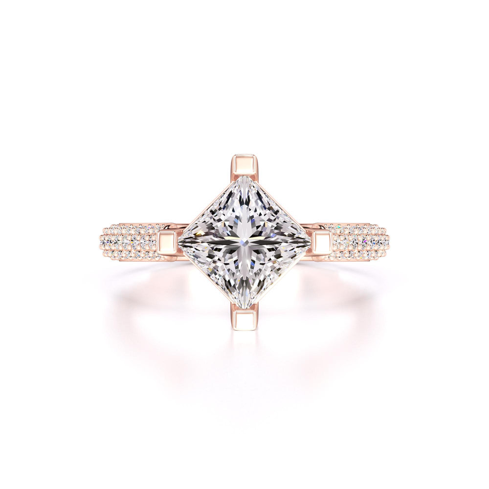 Lucia Moissanite & Lab Grown Diamond Ring | Rose Gold | 1