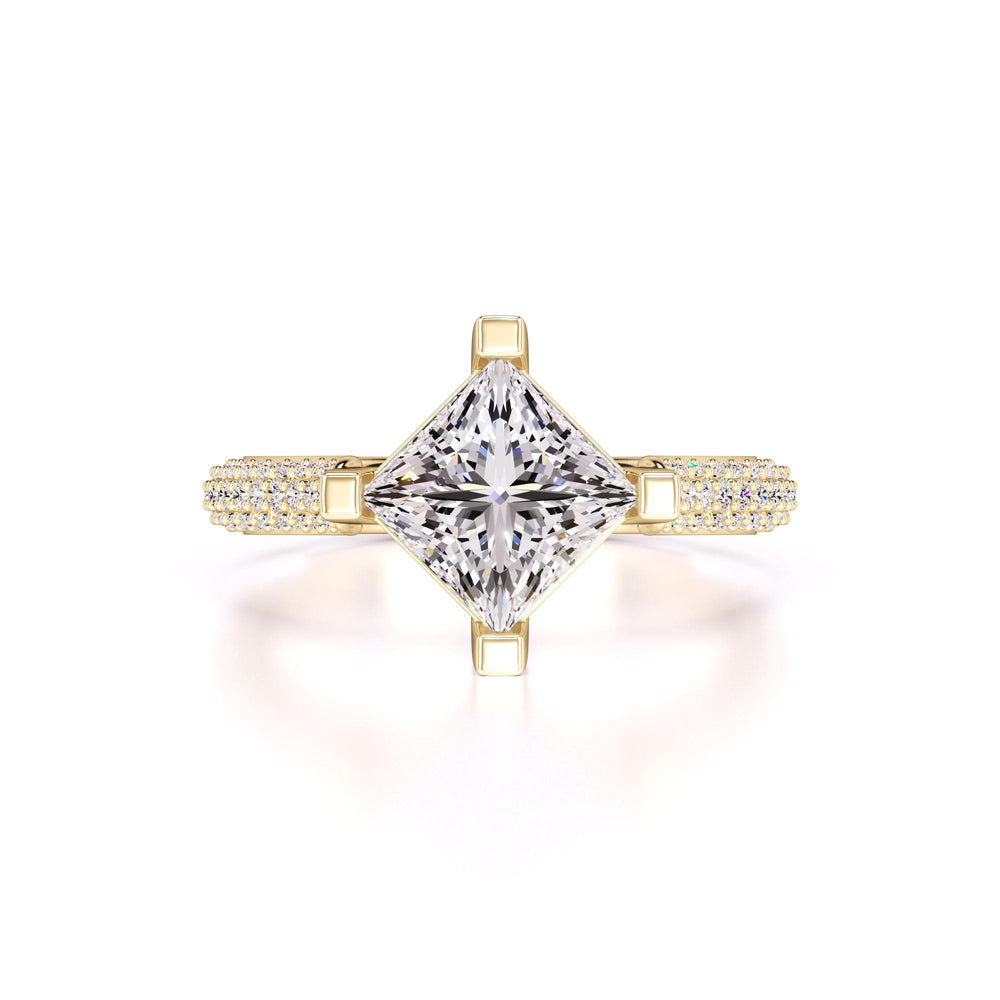 Lucia Moissanite & Lab Grown Diamond Ring | Yellow Gold | 1