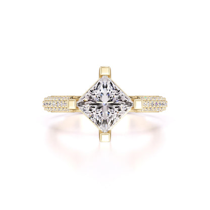 Lucia Moissanite & Lab Grown Diamond Ring | Yellow Gold | 1