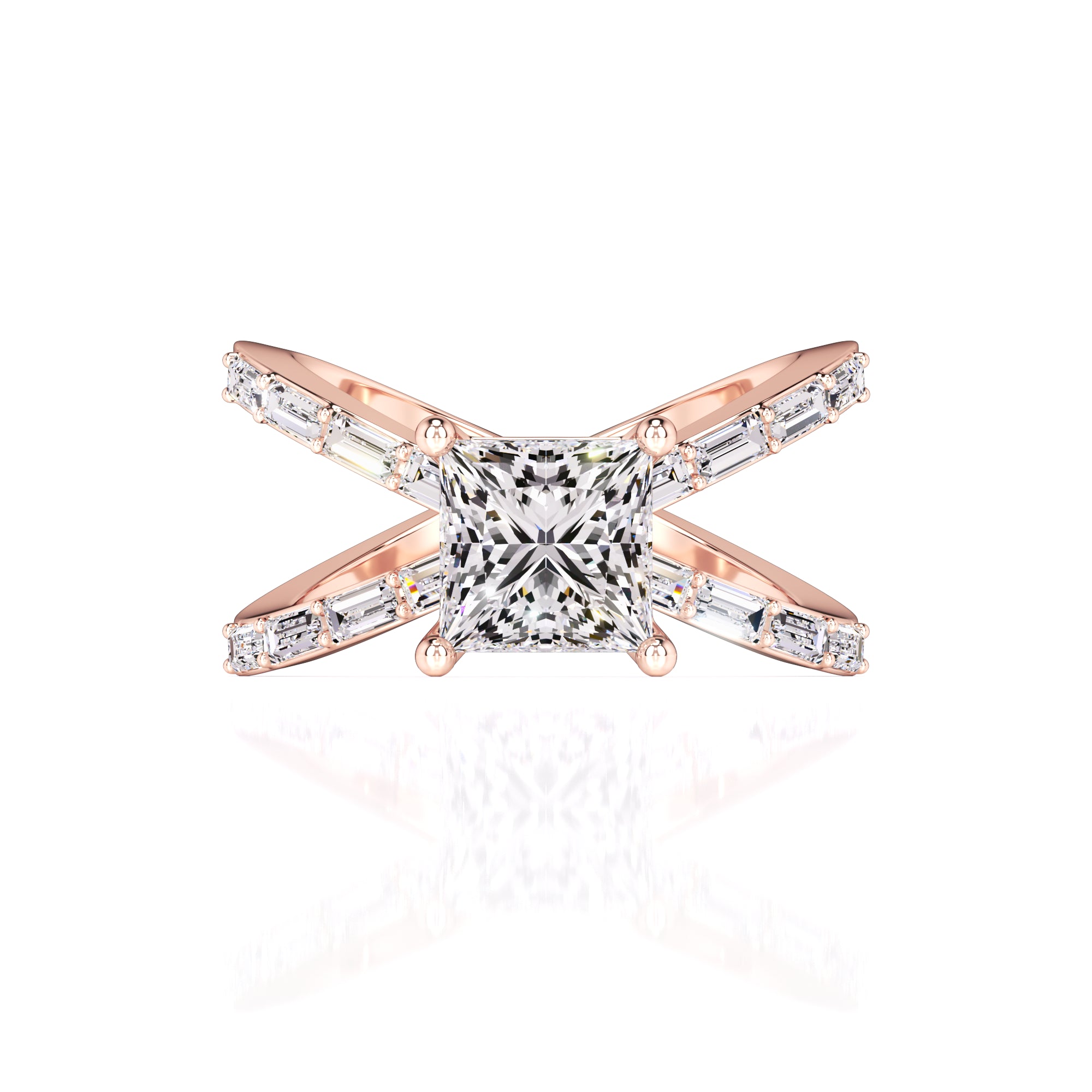 Rosa Moissanite & Lab Grown Diamond Ring | Rose Gold | 1