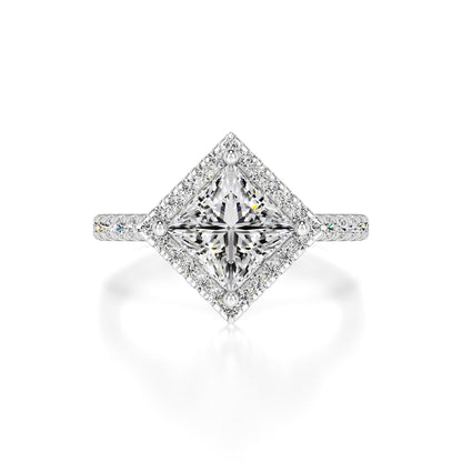Ember Moissanite & Lab Grown Diamond Ring | White Gold | 1