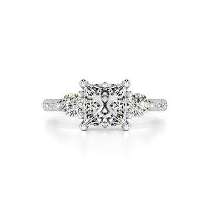 Saffron Moissanite & Lab Grown Diamond Ring | White Gold | 1